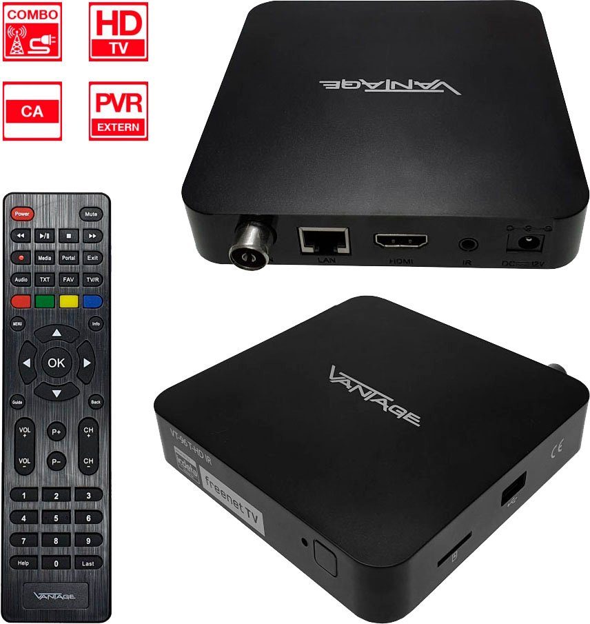 Vantage VT-96 U HDTV Kabel + DVB-T2 Receiver mit IR-Auge DVB-T2 Receiver  (LAN (Ethernet)