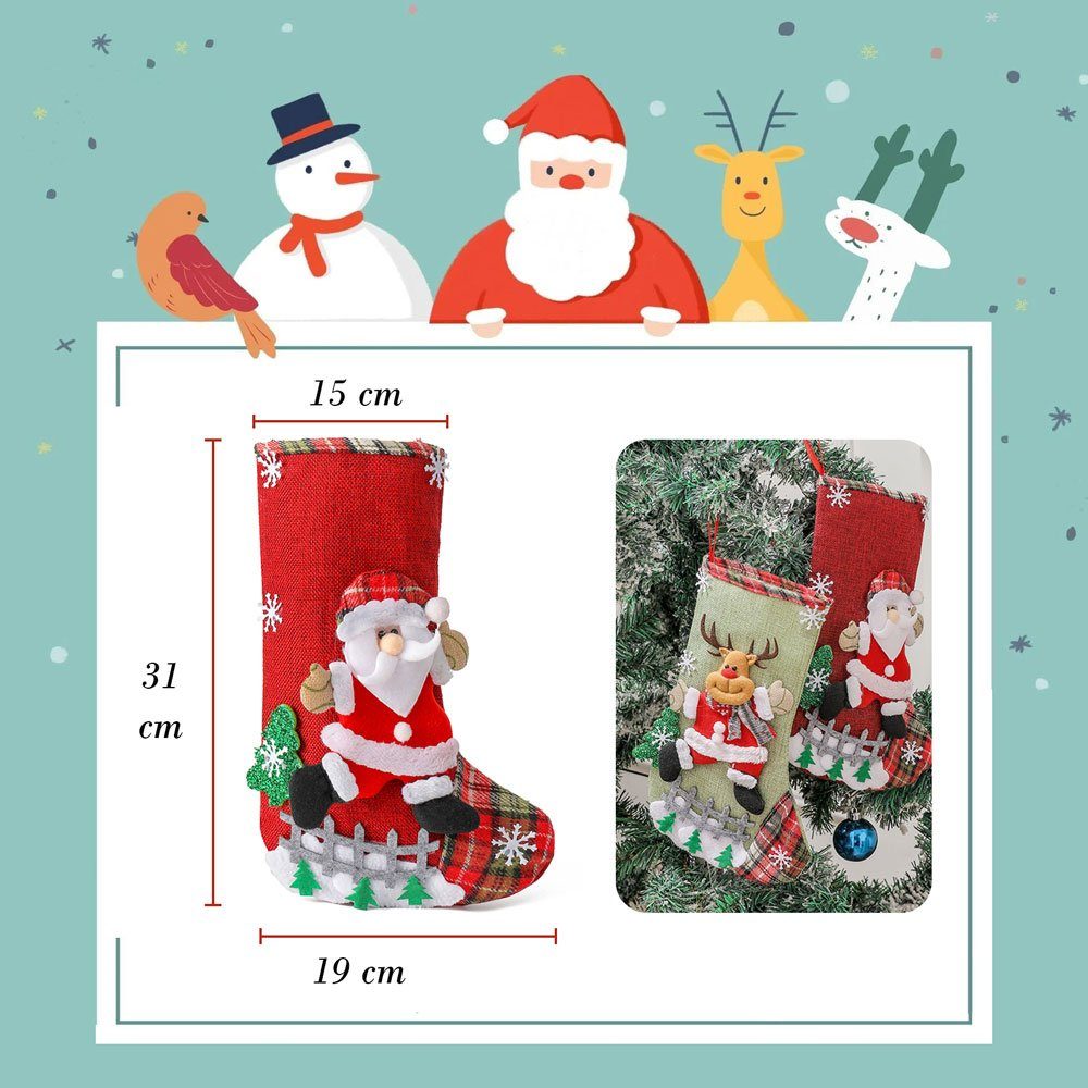 Vivi Idee Weihnachtssocken Christmas 31cm, Kamin Nikolausstrumpf deko Groß Nikolausstiefel Weihnachtsstrumpf