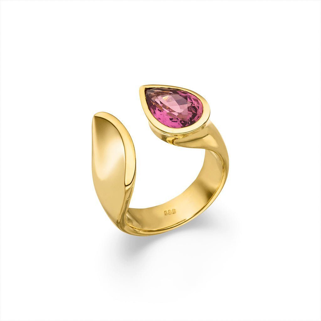 SKIELKA DESIGNSCHMUCK Goldring Turmalin Ring 2 ct. (Gelbgold 585), hochwertige Goldschmiedearbeit aus Deutschland