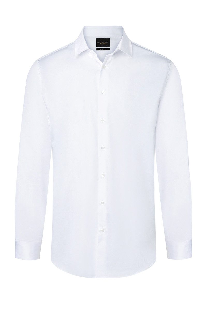 Langarmhemd KARLOWSKY Herren Hemd ACTIVE-STRETCH Langarm Modern-Fit Weiß
