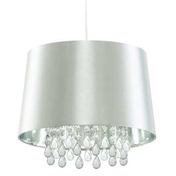 etc-shop LED Pendelleuchte, Leuchtmittel inklusive, Warmweiß, Kristall Decken Hänge Leuchte Wohn Zimmer Kunst-Seid Pendel Lampe im