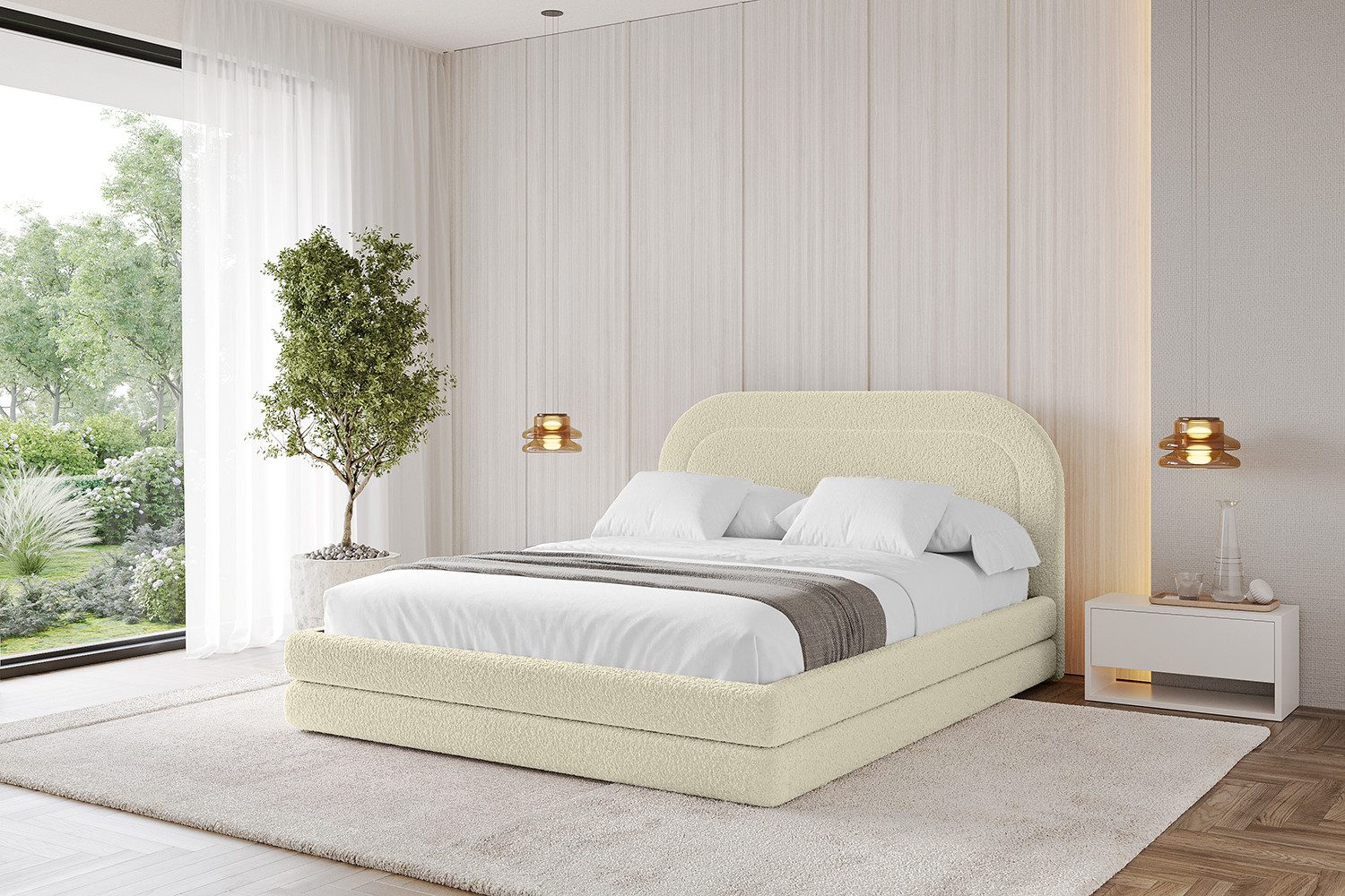 ALTDECOR Polsterbett LERIS (Polsterbett mit Bettkasten und Lattenrost, Boxbett ohne Matratze), Doppelbett mit Stauraum, Bett mit Kopfteil