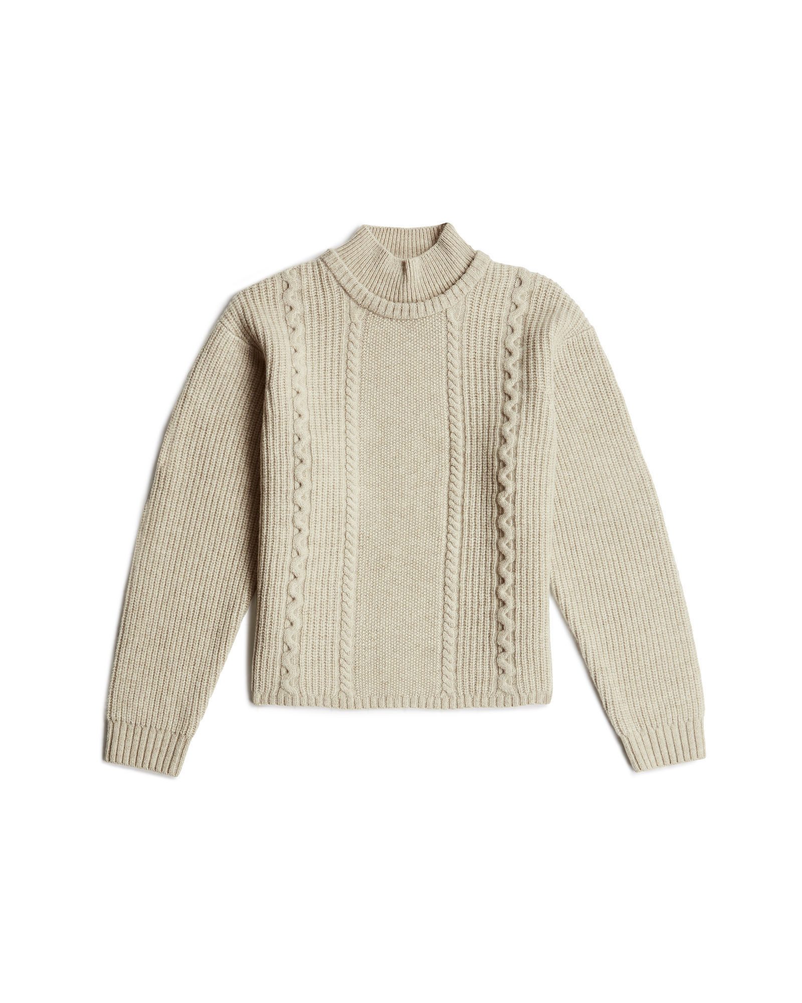 Longpullover Cable Double Collar Knit