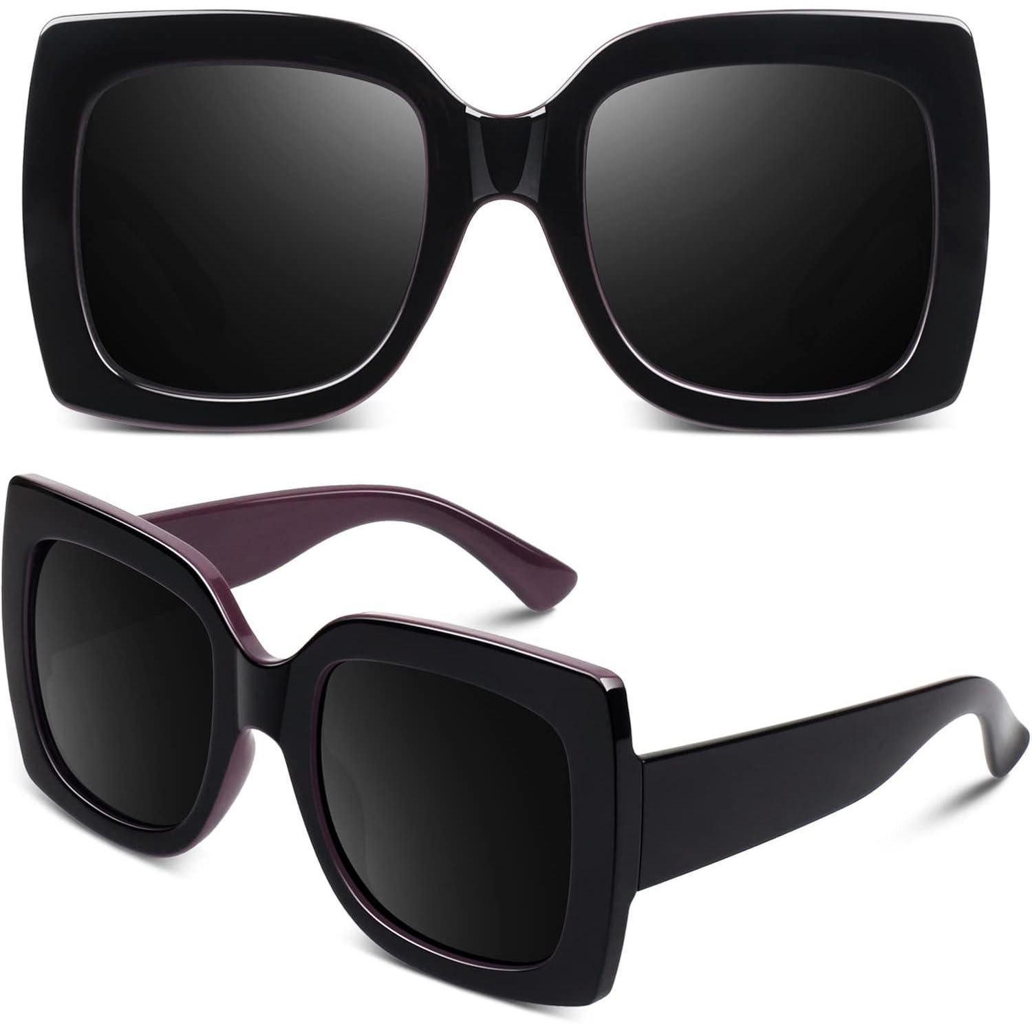 LuxusKollektion Retrosonnenbrille Sonnenbrille Übergroße Damen Retro 1.1 Schwarz-lila Rahmen Grau Linse