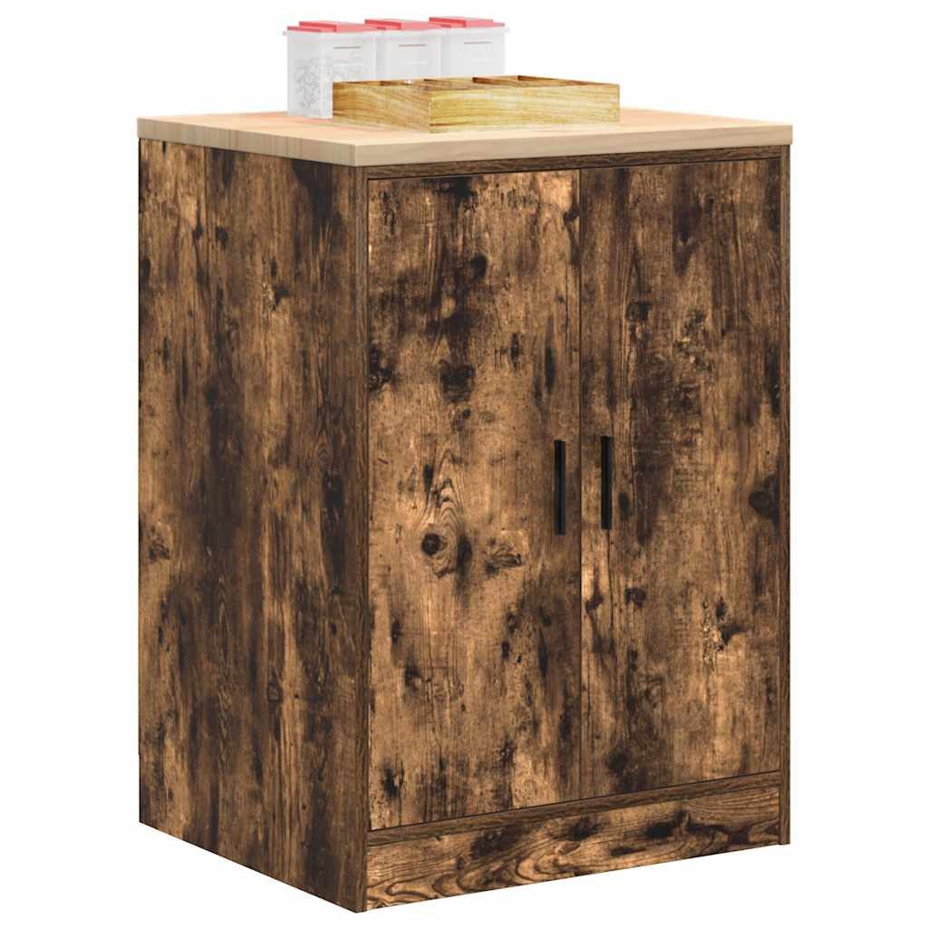 vidaXL Aktenschrank 60 x 51 x 85 cm Garagen-Aufbewahrungsschrank Räuchereiche Massivholz K (Wandschrank, 1-St)