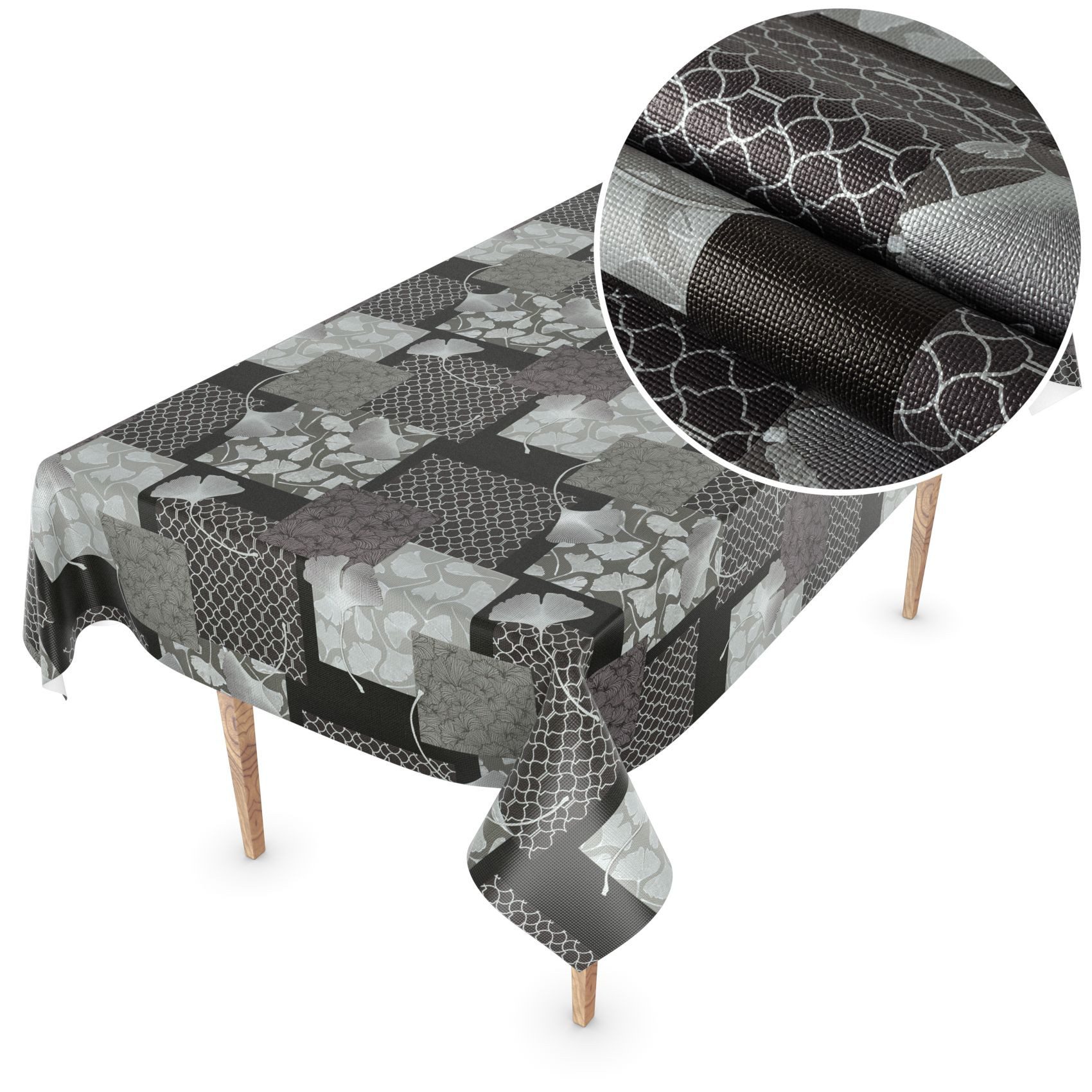 ANRO Tischdecke Besonders Feine Wachstuchtischdecke Premium Gartentischdecke (Einzelstück 1-tlg), Prägung 140x100cm wasserabweisend