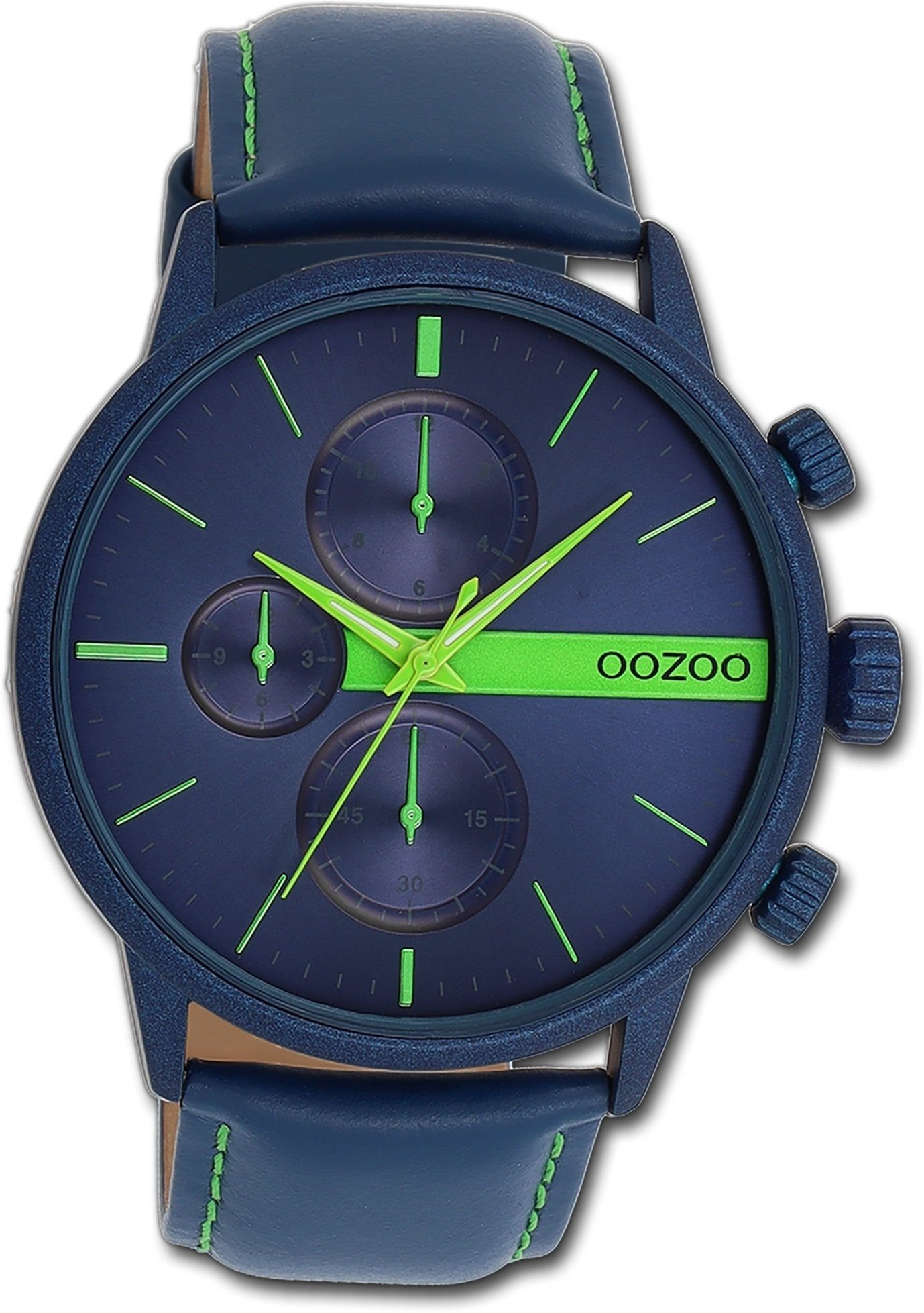 OOZOO Quarzuhr Oozoo Herren Gehäuse, 45mm) blau, rundes Herrenuhr Timepieces, Armbanduhr (ca. groß Lederarmband