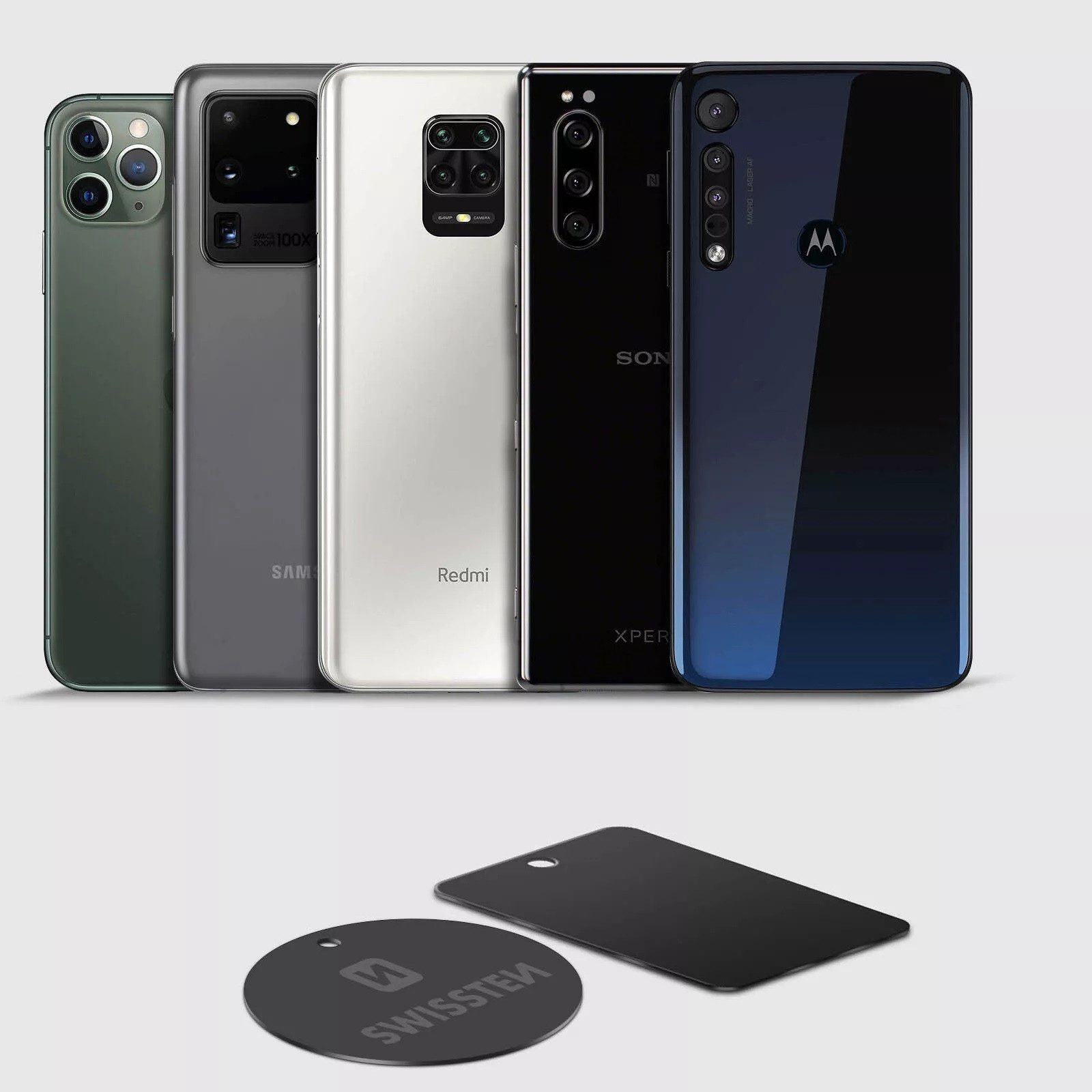 SWISSTEN Handy-Halterung Metallplatten für Magnethalterungen 2 Platten mit 3M-Kleber