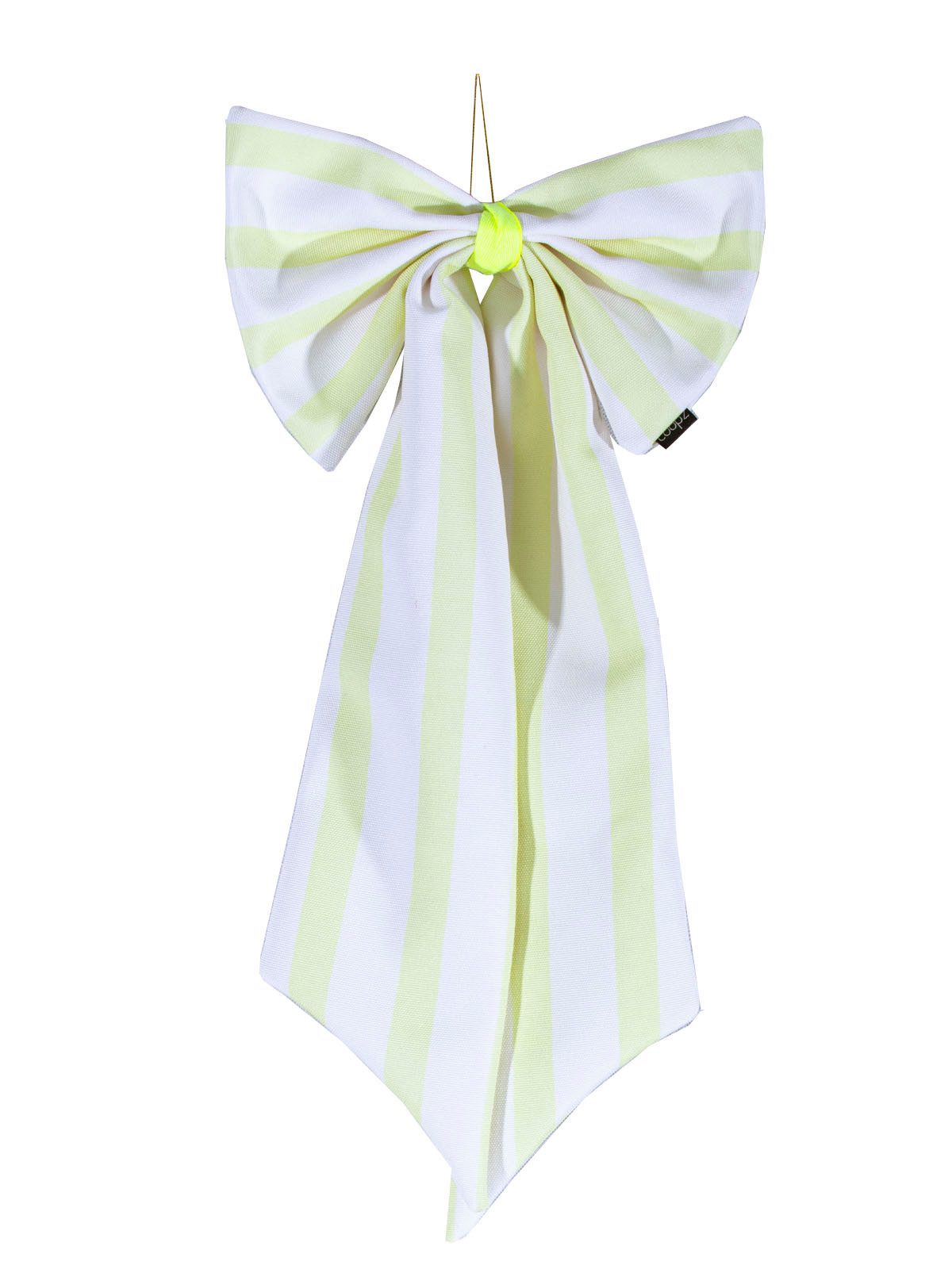 Weihnachtsbaumschleife Schleife Canvas creme/lime breit gestreift