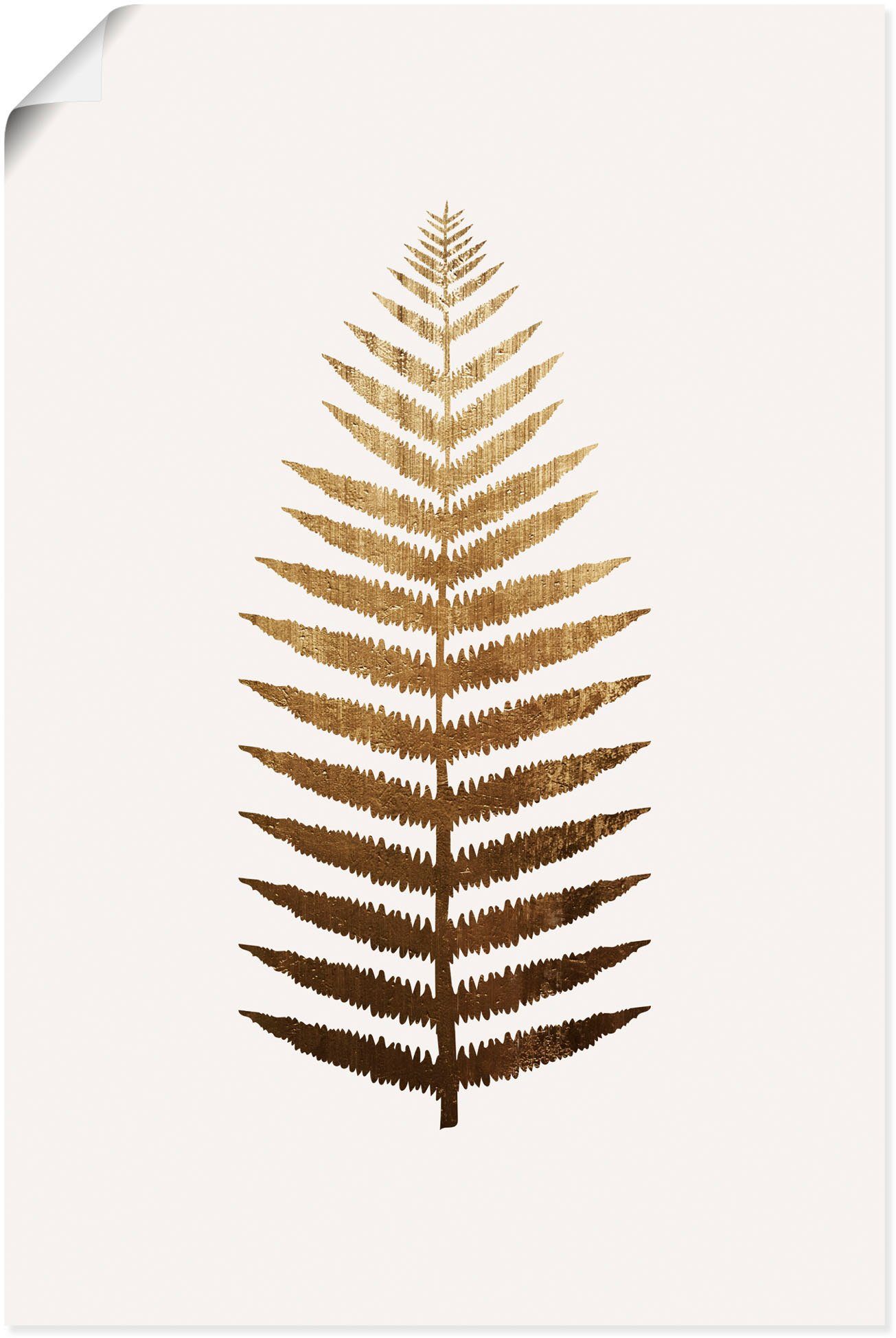 Wandaufkleber oder Leinwandbild, Artland versch. Alubild, Goldenes Poster Wandbild in Blätterbilder als Blatt, Größen (1 St),