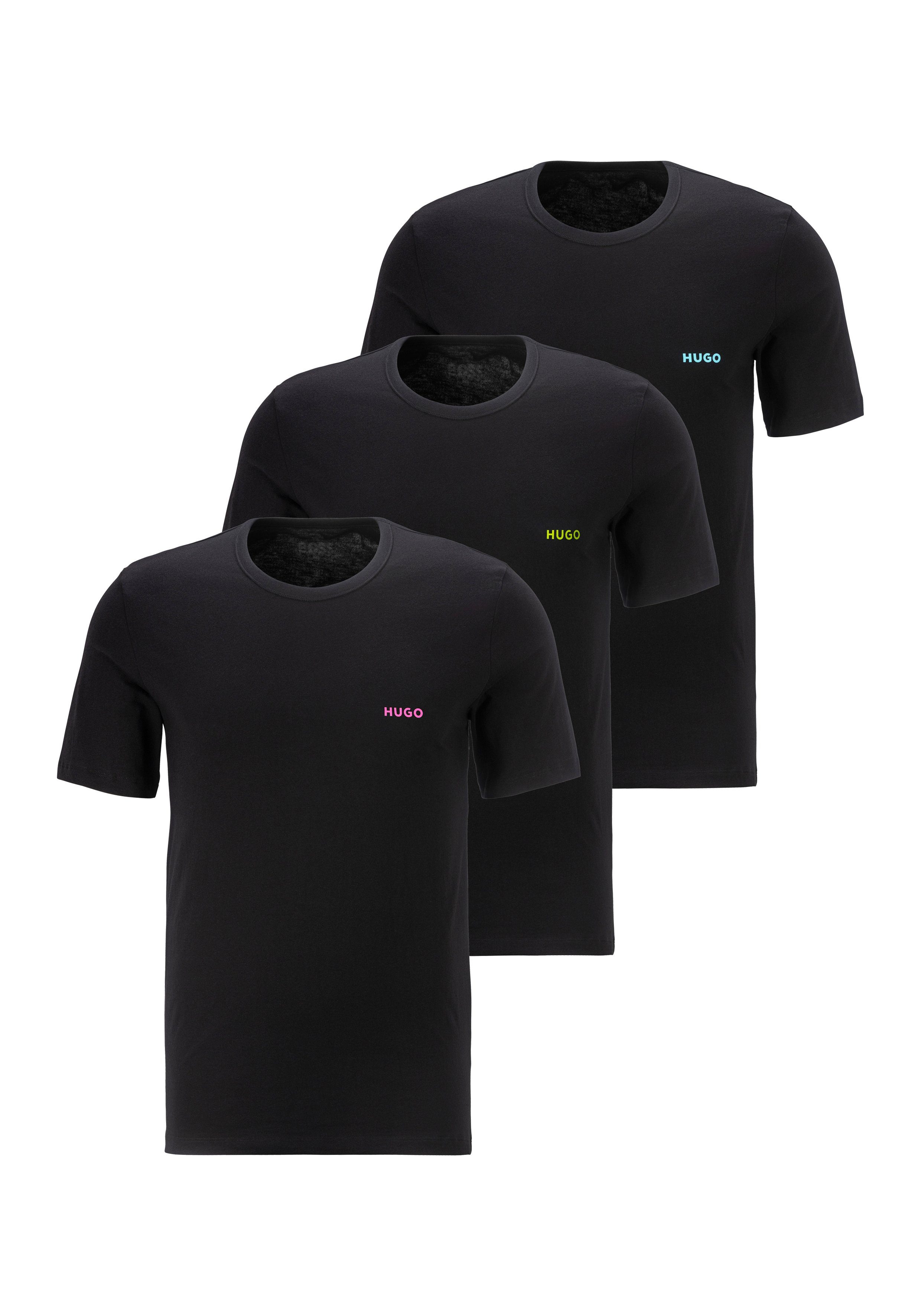 HUGO T-Shirt T-SHIRT RN TRIPLET P 10217251 01 (Packung, 3-tlg., 3er Pack) mit HUGO Logo auf der Brust