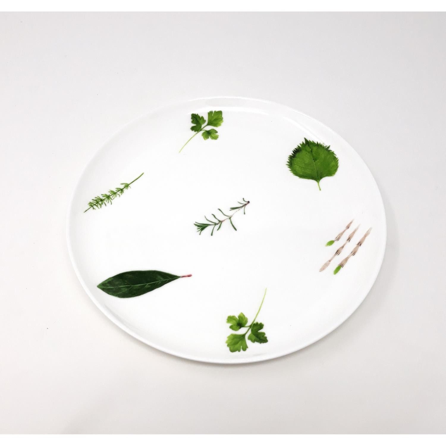 TeaLogic Frühstücksteller Prima Vera, Spülmaschinengeeignet, Weiß, Kräuter, ⌀ 19cm, Weiß, Kräuter, H: 2.2cm