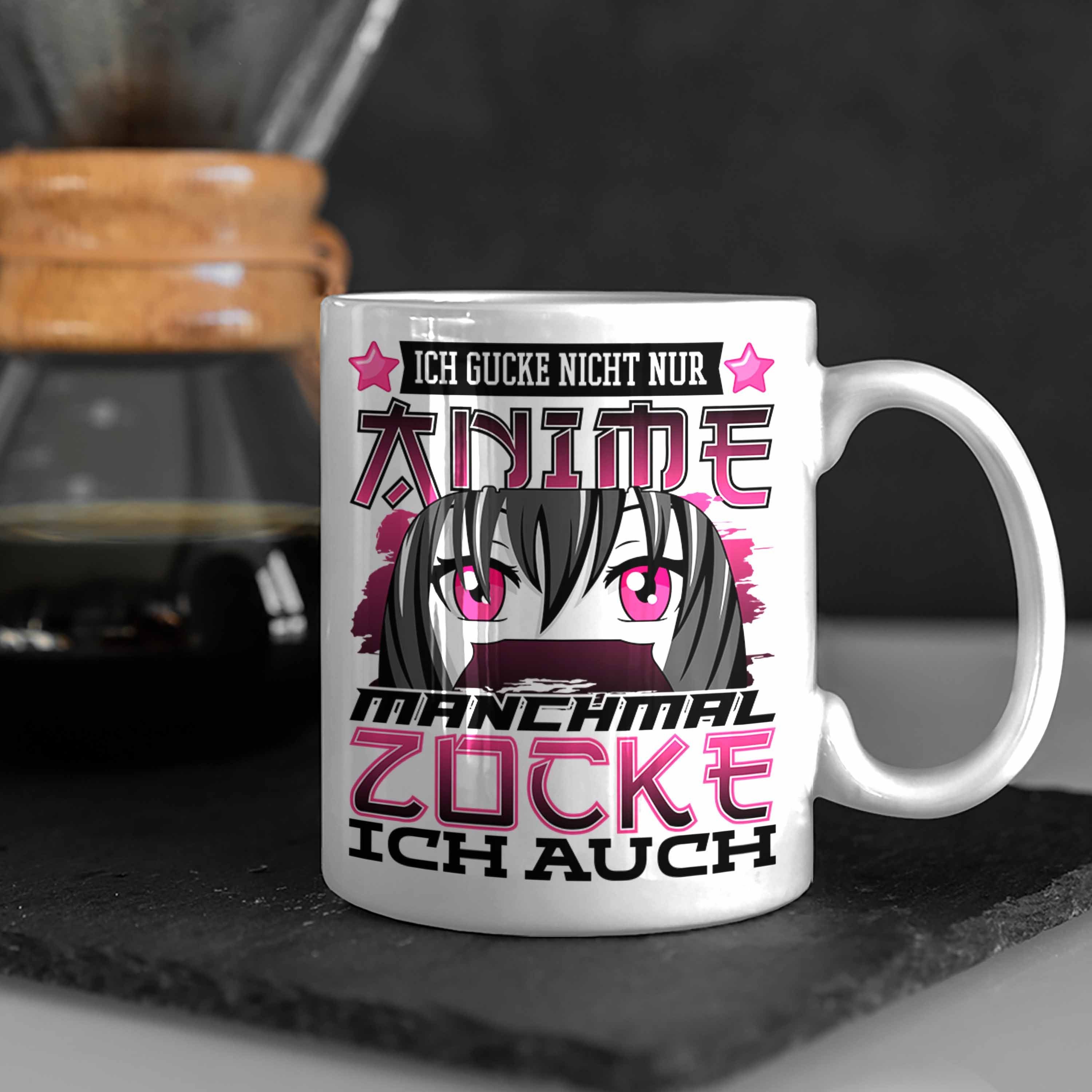 Trendation Tasse Gamergirl Anime-Fans und Tasse Mädchen Geschenk Zocken Weiss Anime Spruch