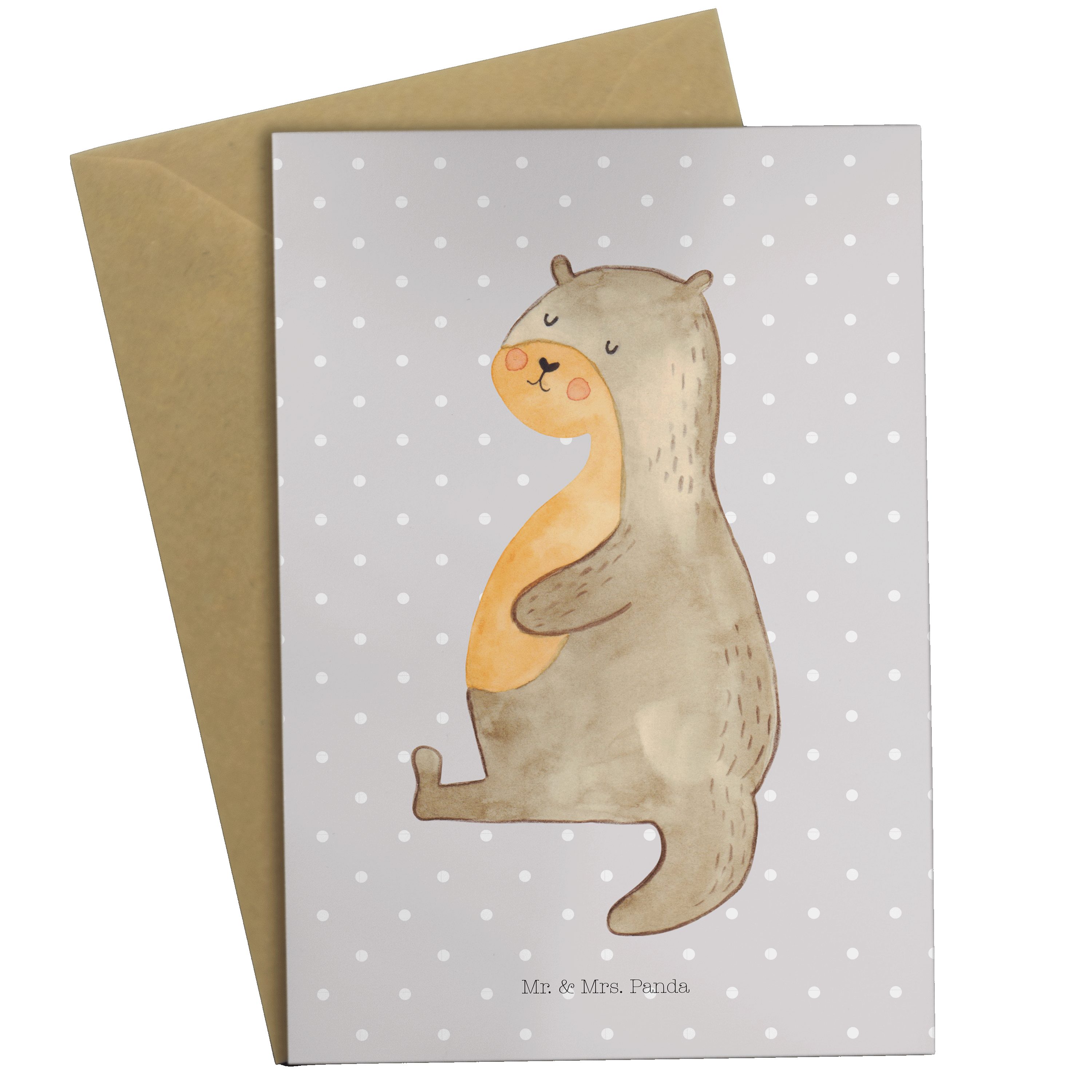 Otter - Geschenk, Bauch Fischotter, Mr. Grau Sp Hochzeitskarte, - & Pastell Panda Mrs. Grußkarte