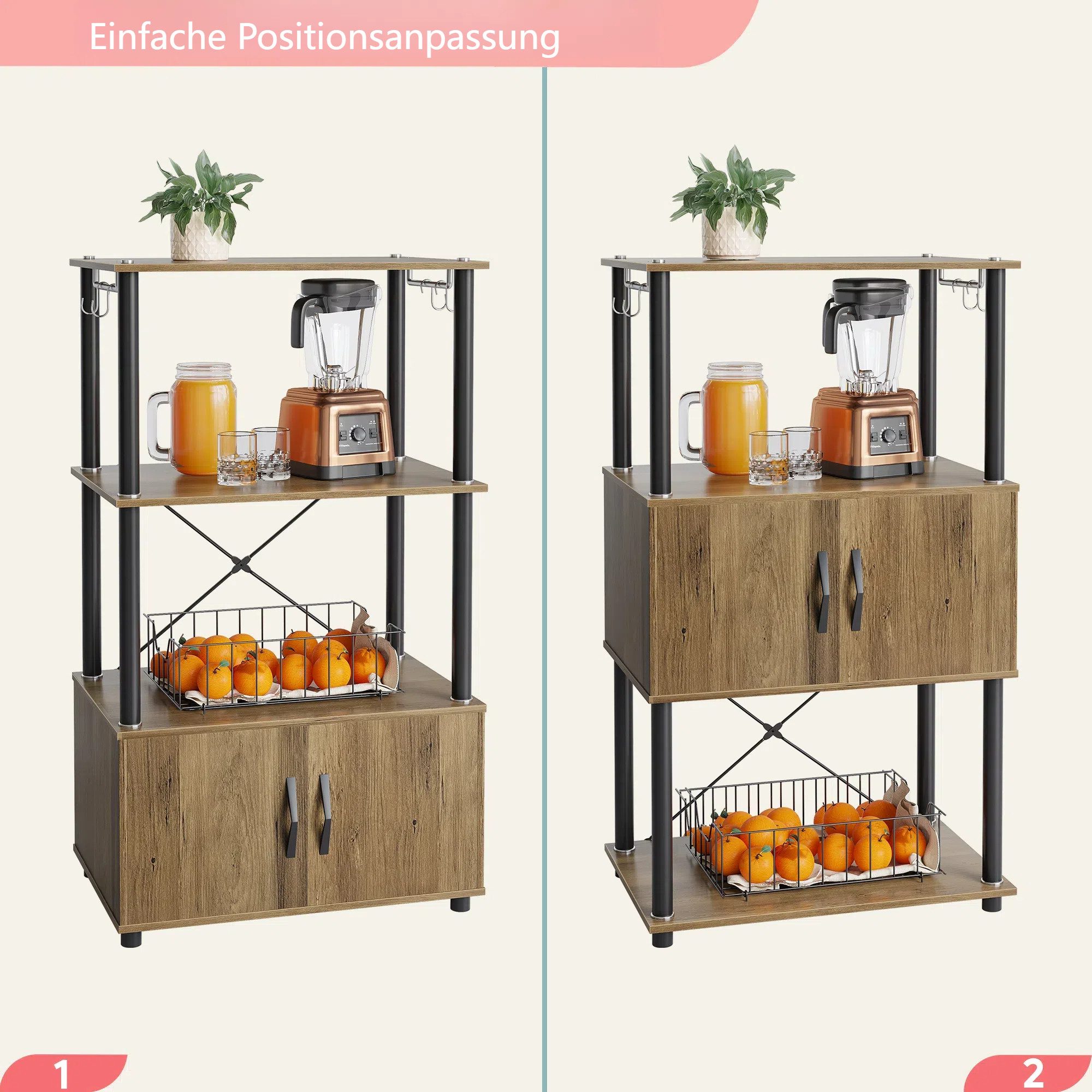Bestier Standregal Küchenregal mit Schrank, 60 günstig online kaufen