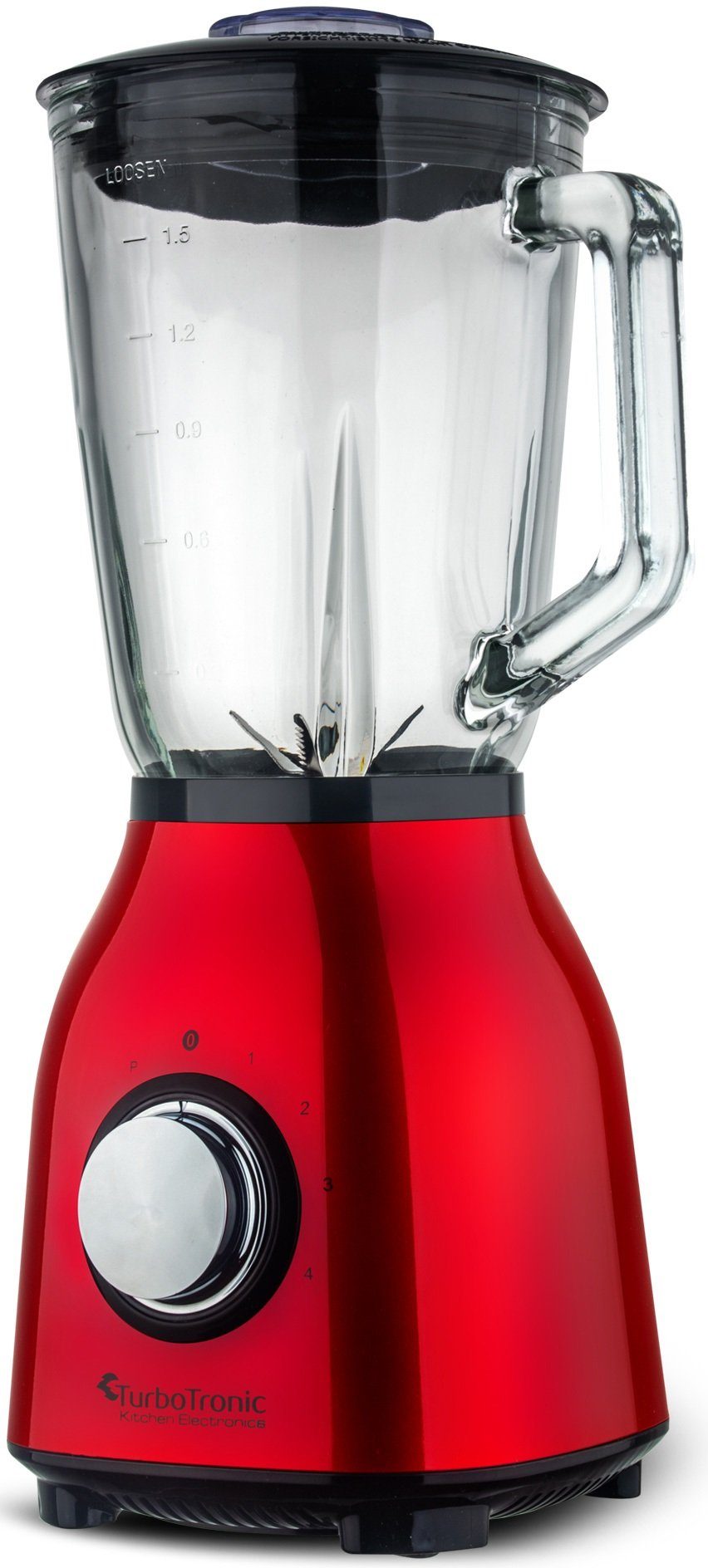 TurboTronic by Z-Line Standmixer 1400 Watt Smoothie Maker1,5l Glas Hochleistungsmixer 6 Klingen, 4 Geschwindigkeiten, Pulse, BPA-frei, Nachfüllöffnung, Saugfüße – Bild 4 von 5