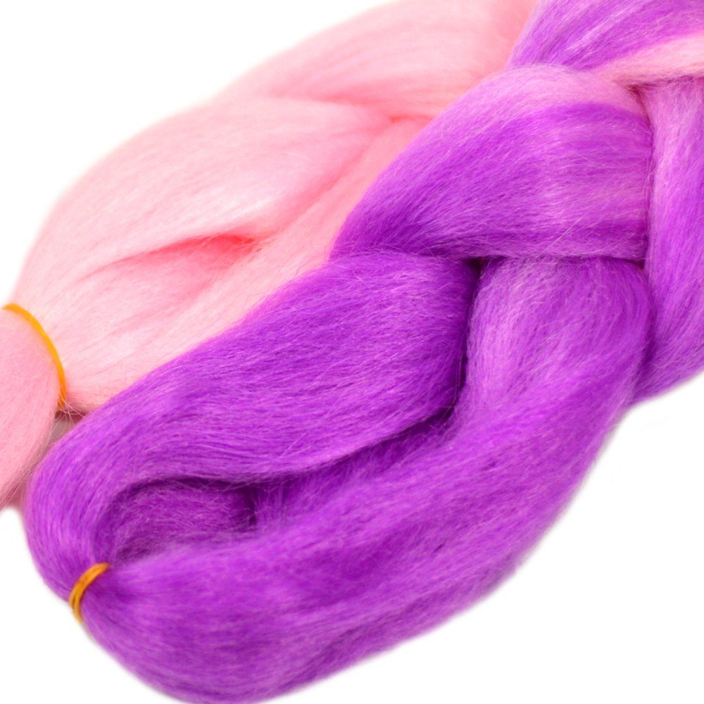 Kunsthaar-Extension im 3er BRAIDS! Jumbo YOUR MyBraids Violett-Hellrosa 2-farbig Braids 56-BY Pack Flechthaar Zöpfe
