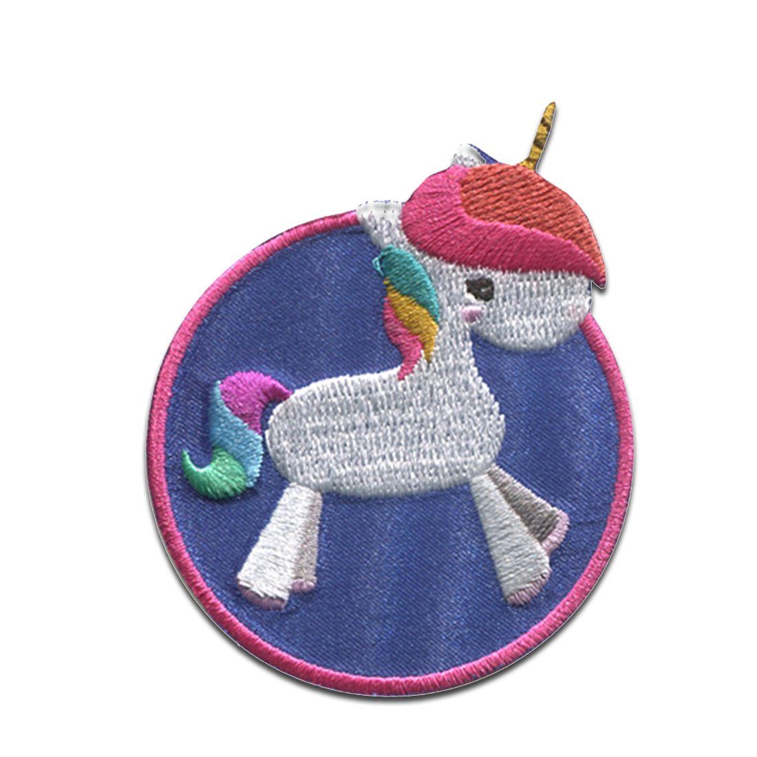 Catch the Patch Aufnäher Bügelbild, Aufbügler, Applikationen, Patches, Flicken, zum aufbügeln, Polyester, Einhorn rund Unicorns - Größe: 5,2 x 7,4 cm