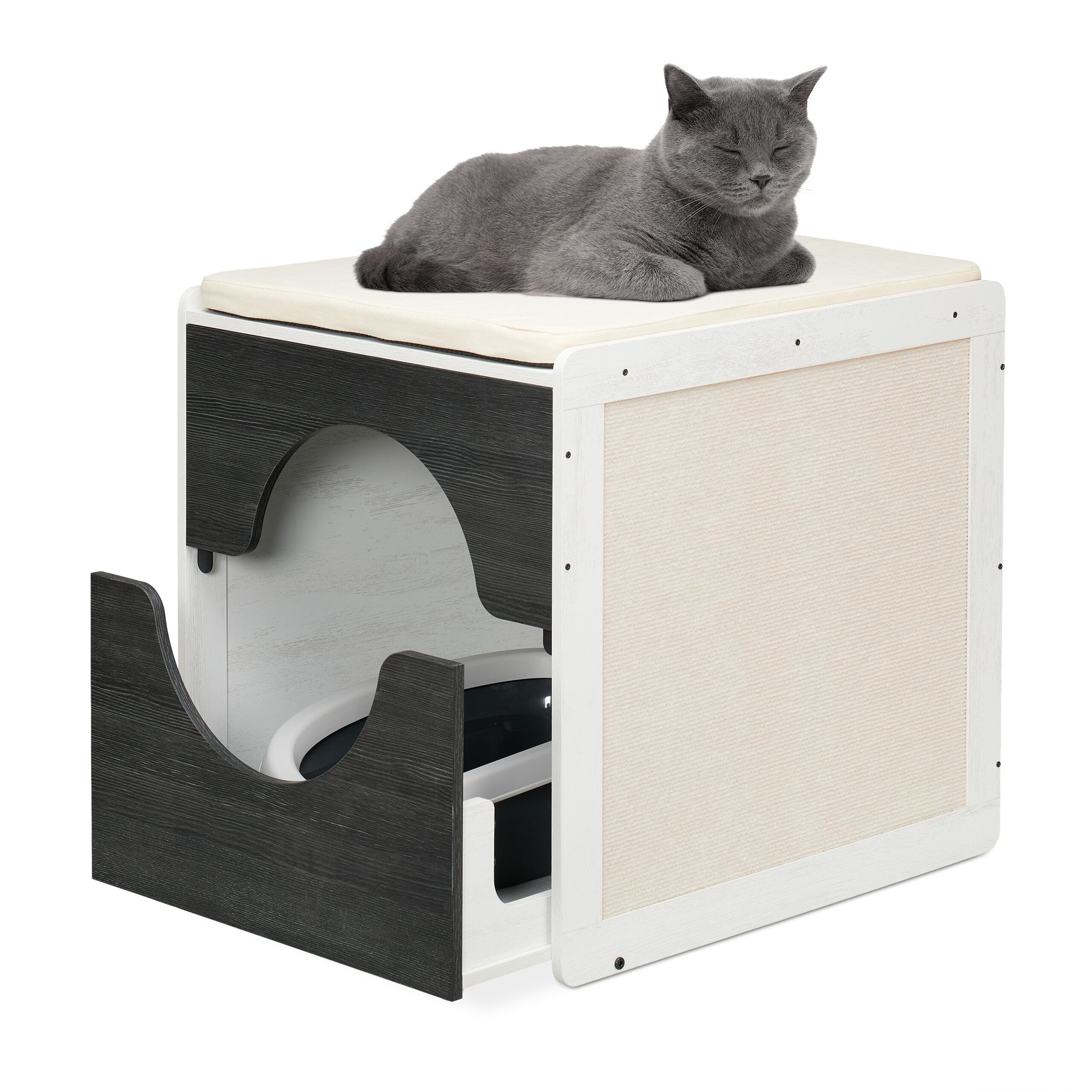 relaxdays Tierhaus Katzenschrank für Katzentoilette, Weiß günstig online kaufen