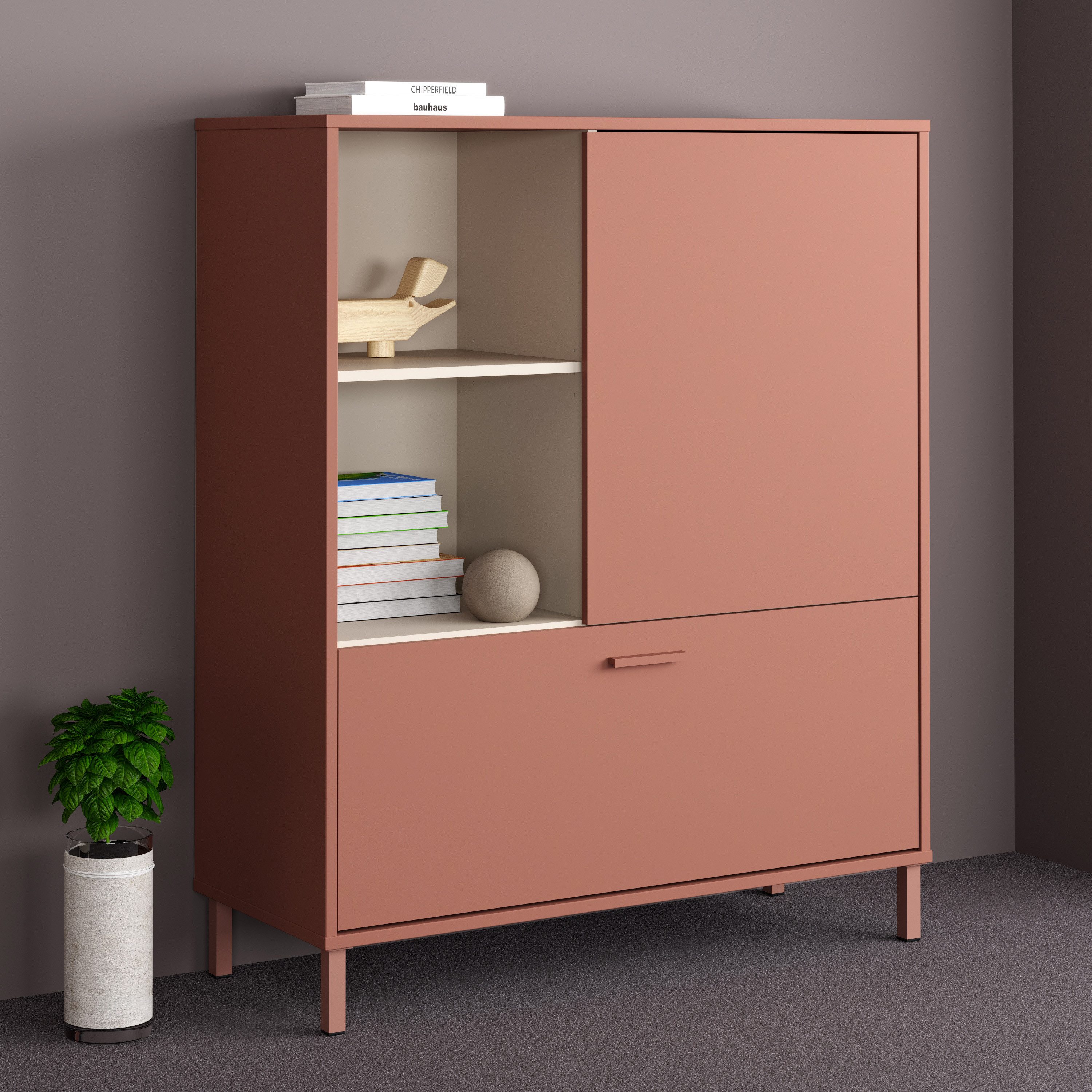 FORTE Hochkommode Milles Jugendzimmer, Trendiges Dekor, Vollauszug, B/H/T 105,9/124,8/41,5