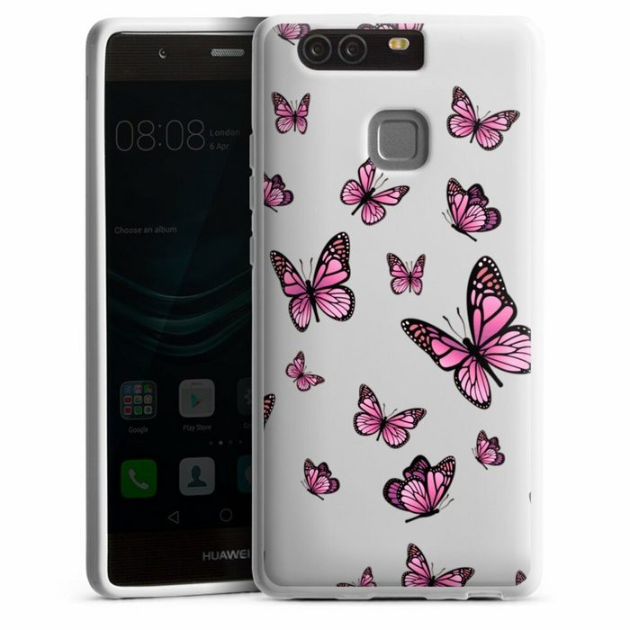 DeinDesign Handyhülle Schmetterling Muster Motiv ohne Hintergrund Schmetterlinge Pink Huawei P9 Silikon Hülle Bumper Case Handy Schutzhülle Smartphone Cover