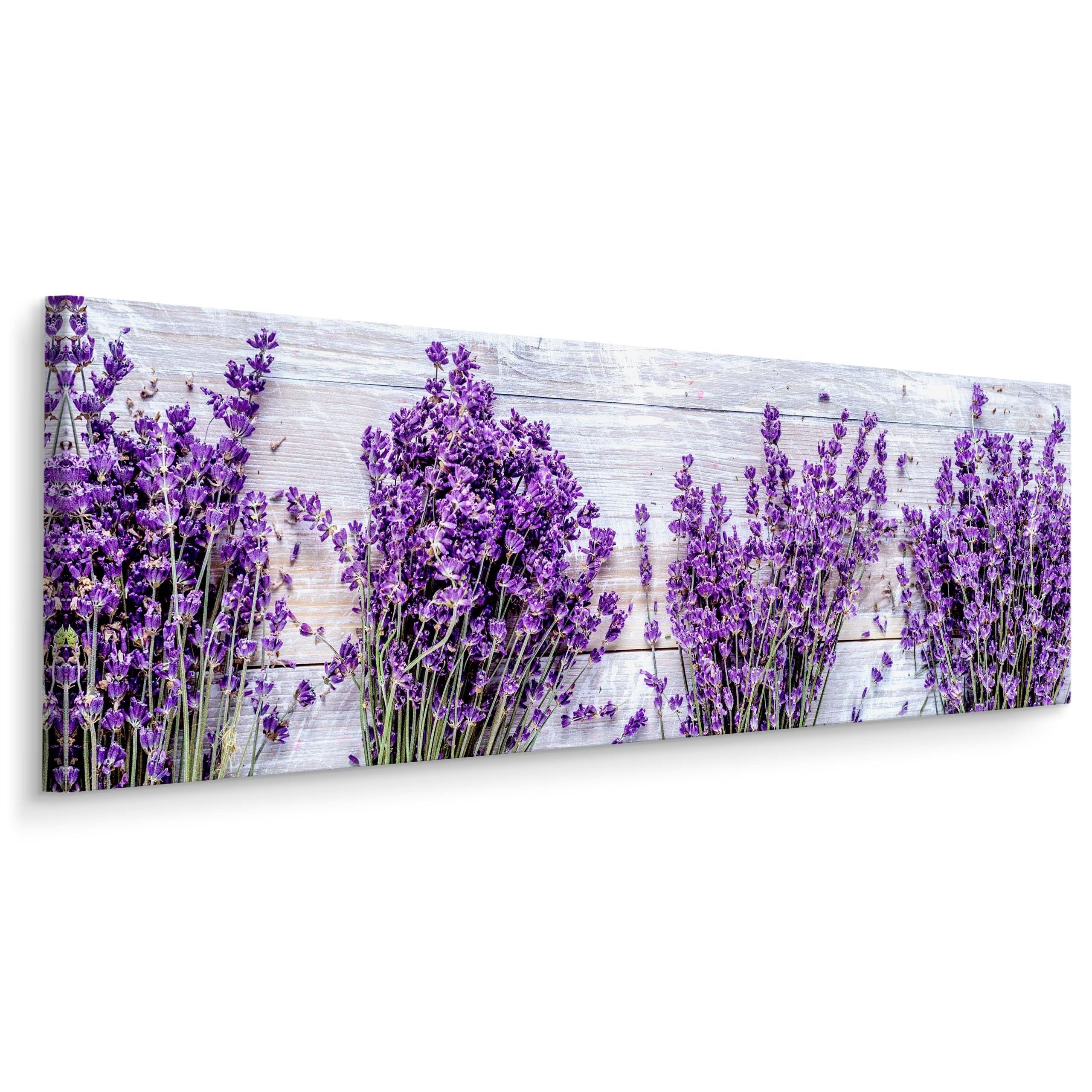 Muralo Leinwandbild Architektur – Leinwandbild Wandbild Kunstdruck Wohnzimmer, Abstrakt (1 St), Panorama – Lavendel – KunstdruckUV-beständig, 145 x 45 cm