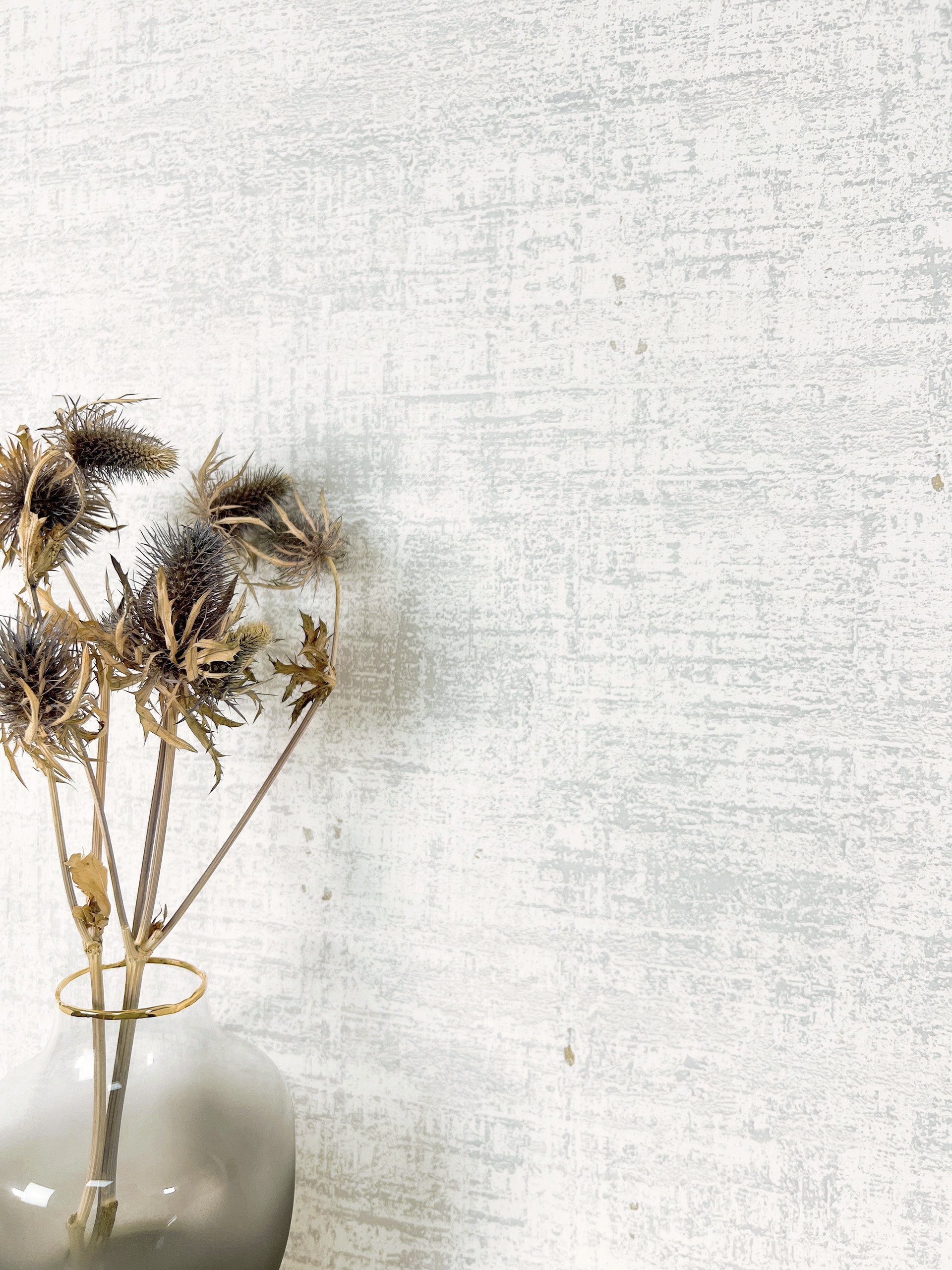 Newroom Vliestapete, Grau Tapete Modern Used-Look - Mustertapete Loft Tapete Hellgrau Gold Industrial Beton Metallic für Schlafzimmer Wohnzimmer Küche, Mustertapete, Loft Tapete