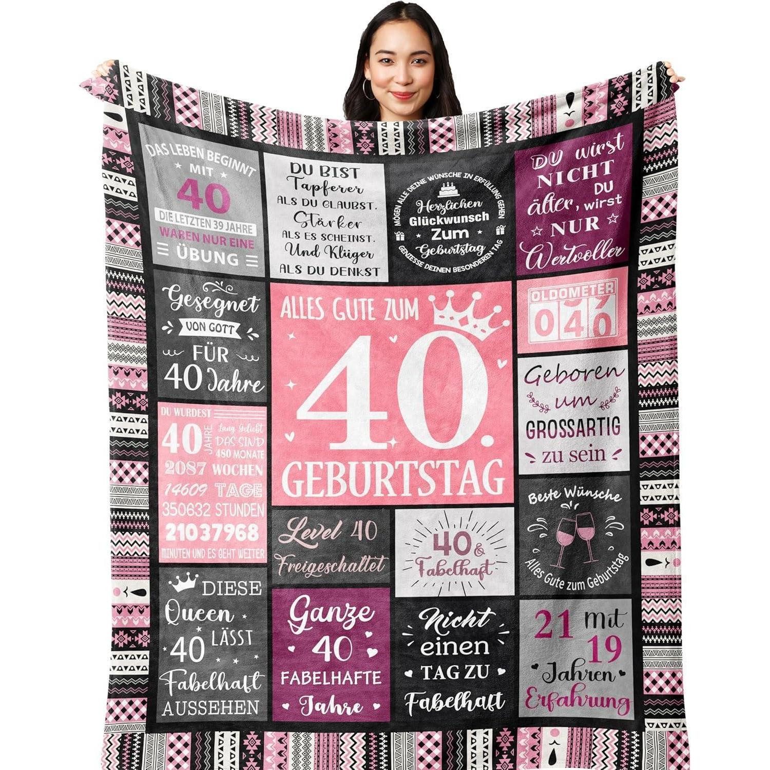 Überwurf Geburtstag Decke 150x130cm Frauen 40. Geburtstagsgeschenk, LuxusKollektion