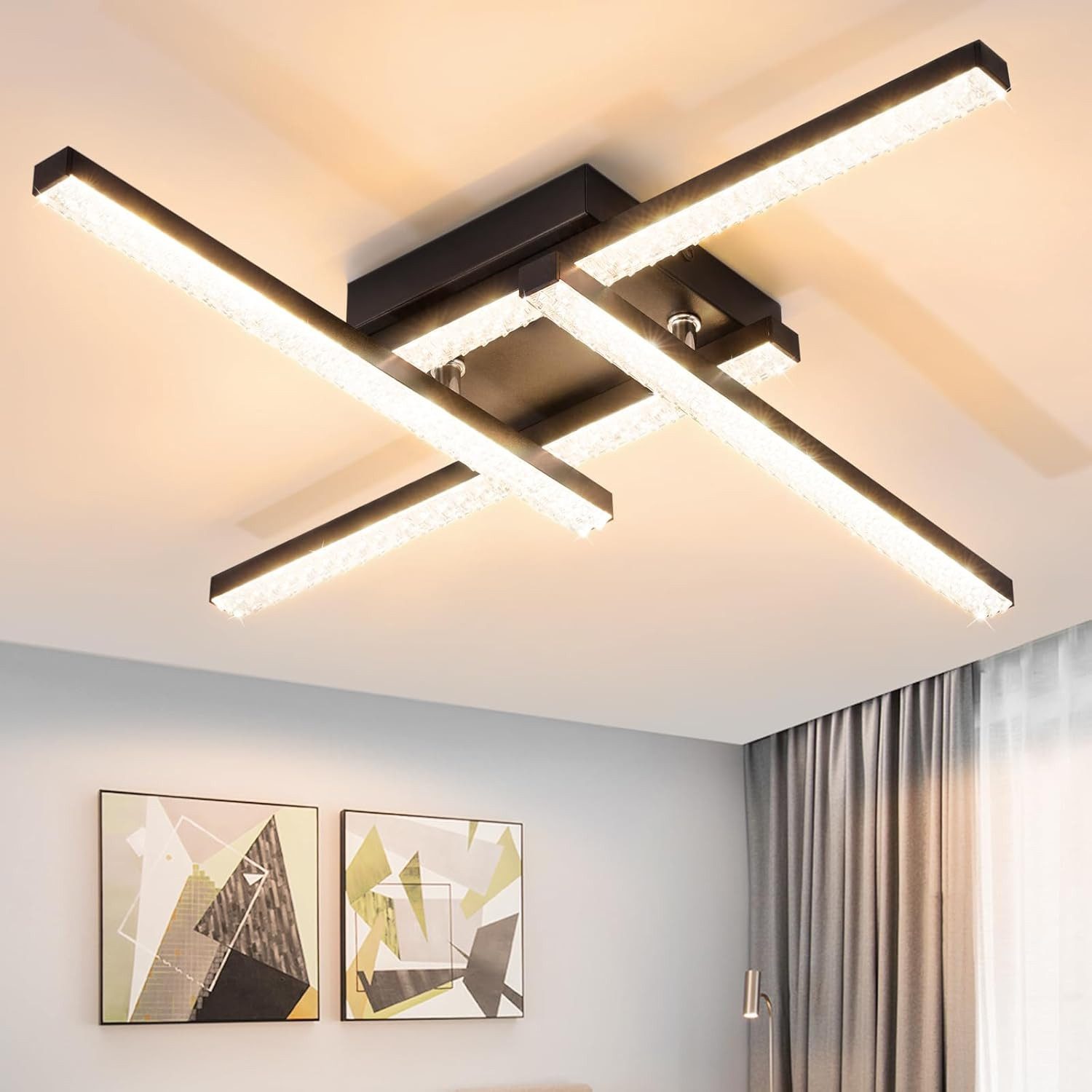 ZMH LED Deckenleuchte 4 Flammig 20W Schlafzimmerlampe Kristall Warmweiß für günstig online kaufen