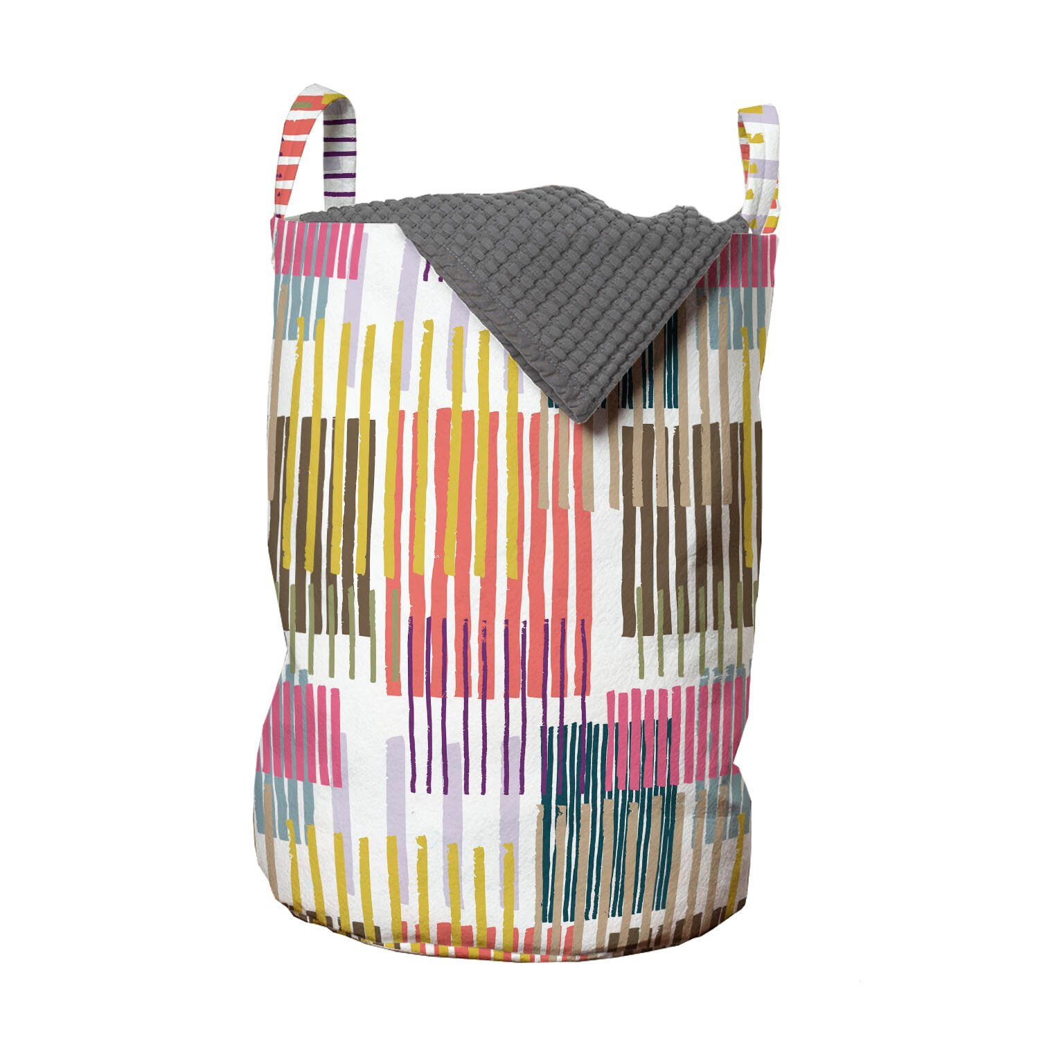 Abakuhaus Wäschesäckchen Wäschekorb mit Griffen Kordelzugverschluss für Waschsalons, Abstrakt Kreative bunte Streifen