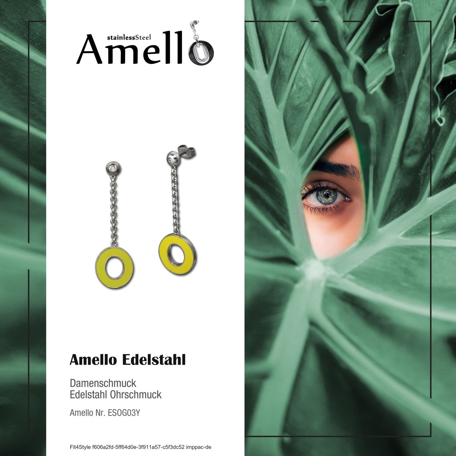 Amello Paar Ohrhänger Amello Ohrringe Edelstahl Ohrhänger Oval (Ohrhänger), Damen Ohrhänger Oval Edelstahl stahlfarben, gelber, weißer Emaillelack