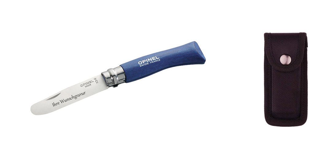 Opinel Taschenmesser Opinel No 07, Kindermesser, Buchenholz blau + Etui, Opinel No 07, Kindermesser, Buchenholz blau + Etui