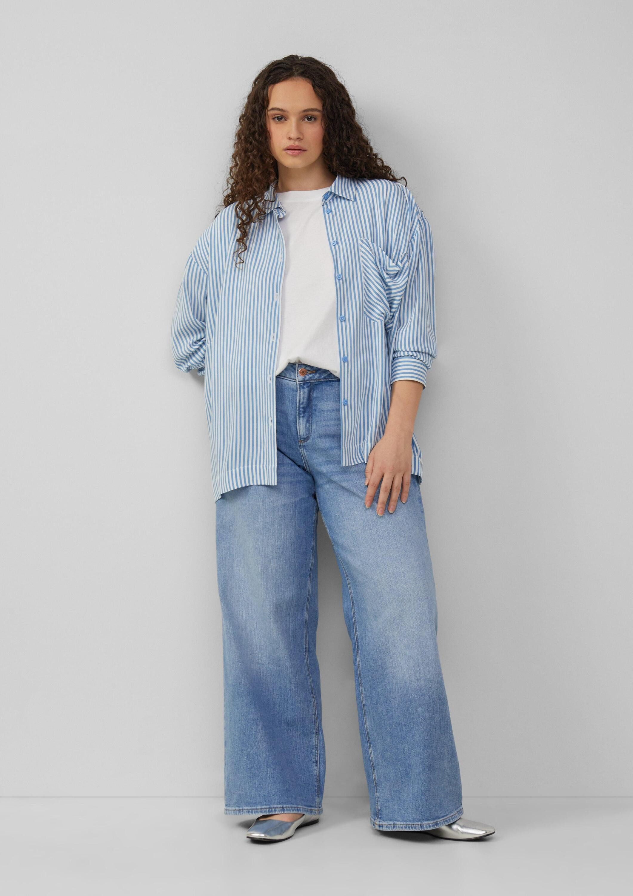 QS Langarmbluse Bluse Verkürzte Bluse aus Viskose