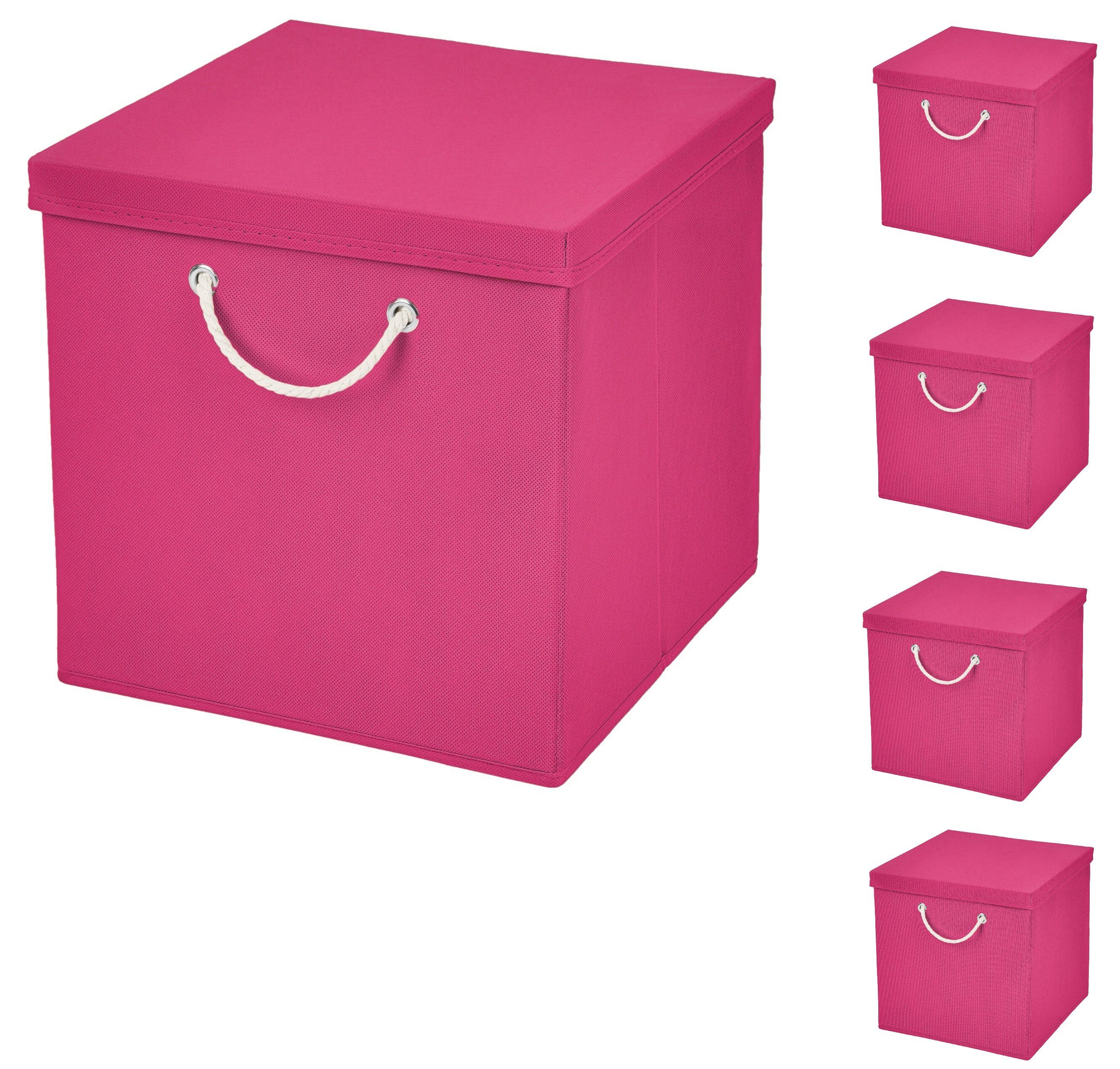 StickandShine Faltbox 5x Faltkiste 30x30x30 cm Aufbewahrungsbox Regalbox in verschiedenen Farben (5 Stück 30x30x30) moderne Faltbox Maritim mit Kordel 30cm