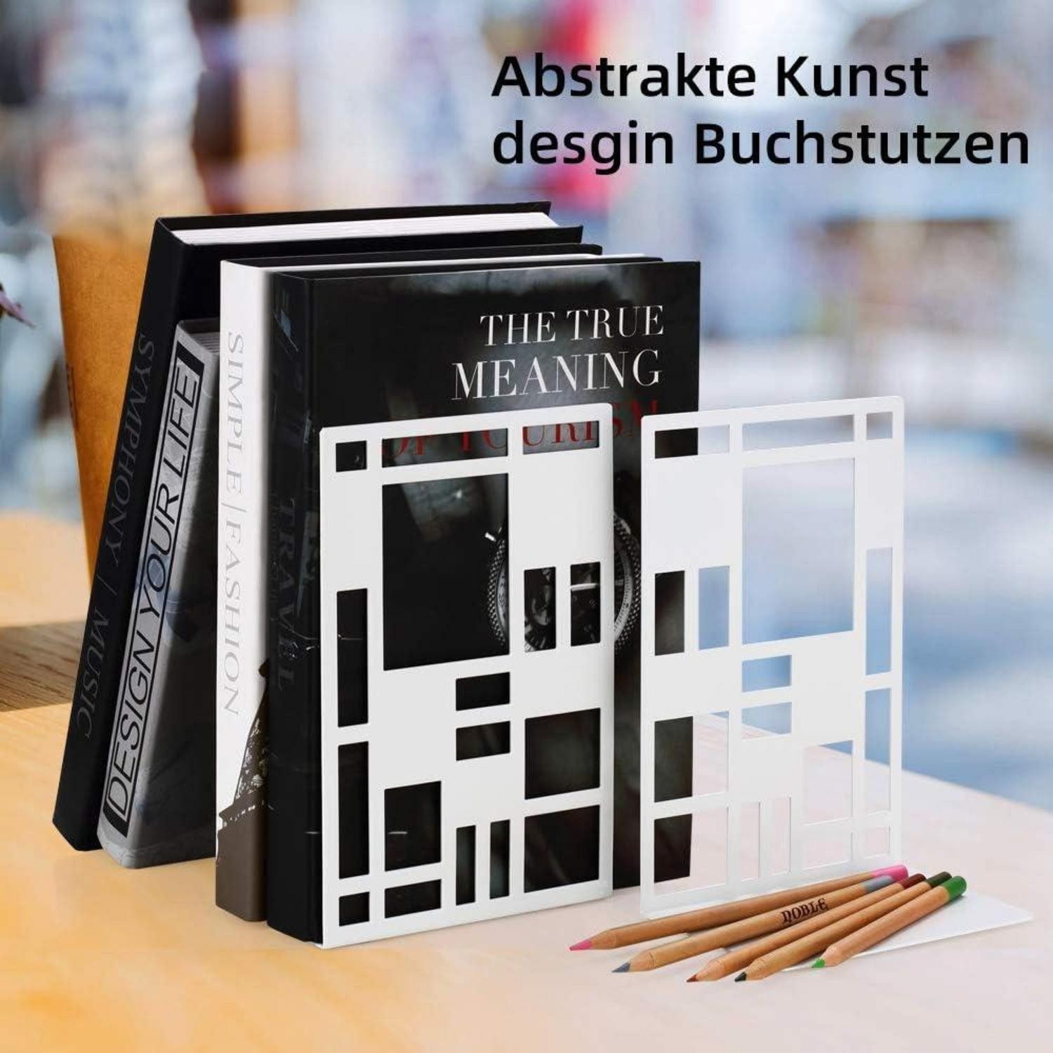 LuxusKollektion Buchstütze Buchstütze Metall Weiß 3 Paar Bookends Book Holder CD Kinder Halter