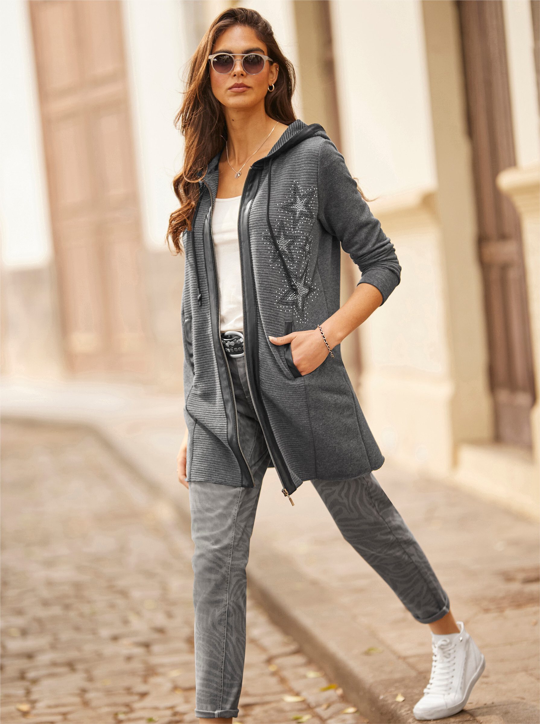 heine Shirtjacke Sweatshirtjacke Langarm