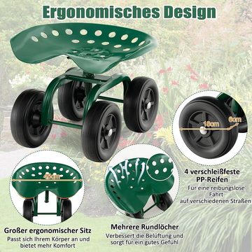 KOMFOTTEU Rollsitz Gartensitz, höhenverstellbar 28-40cm, bis 150kg