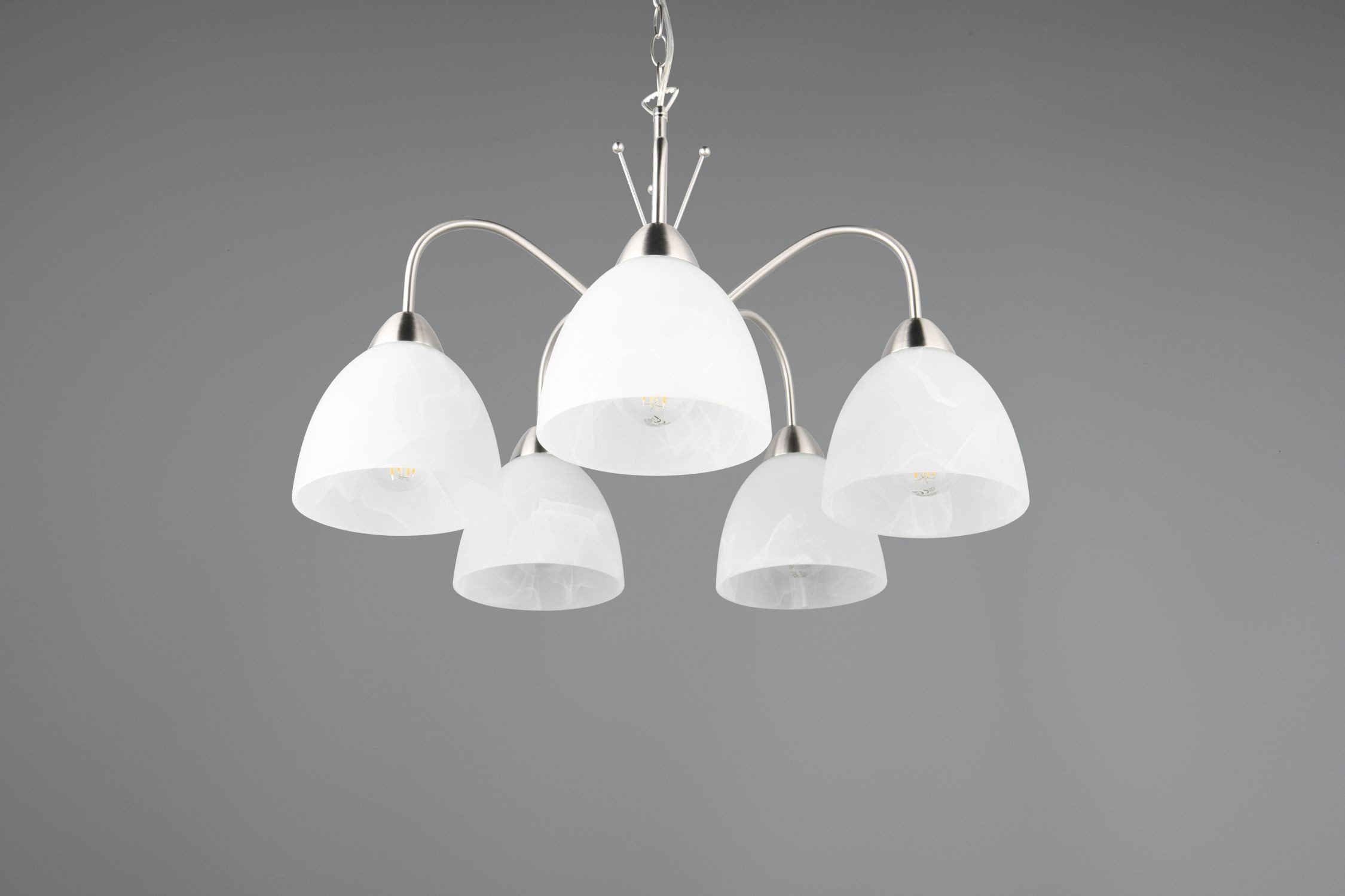 Licht-Erlebnisse Pendelleuchte SIEGBORN, ohne Leuchtmittel, Metall Glas E27 H: max. 150 cm Nickel Weiß Modern