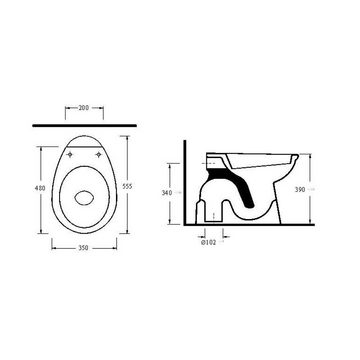 Belvit Tiefspül-WC BV-EW2001, bodenstehend, Abgang senkrecht, Stand-WC Tiefspüler Abgang Boden Senkrecht Toilette WC Bahama