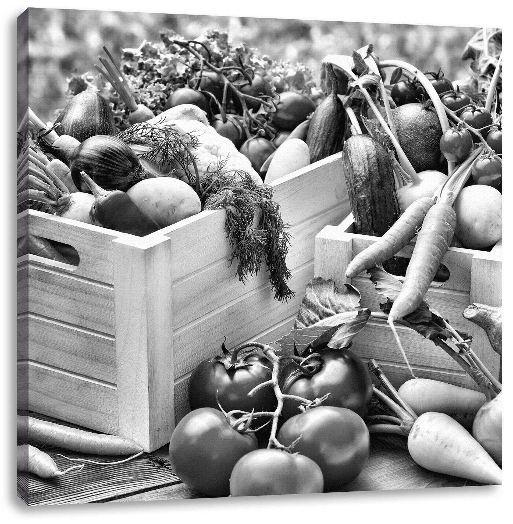 Leinwandbild Obst Zackenaufhänger bespannt, St), Pixxprint Gemüse inkl. Leinwandbild Obst Kräuter Gemüse Kräuter, (1 fertig