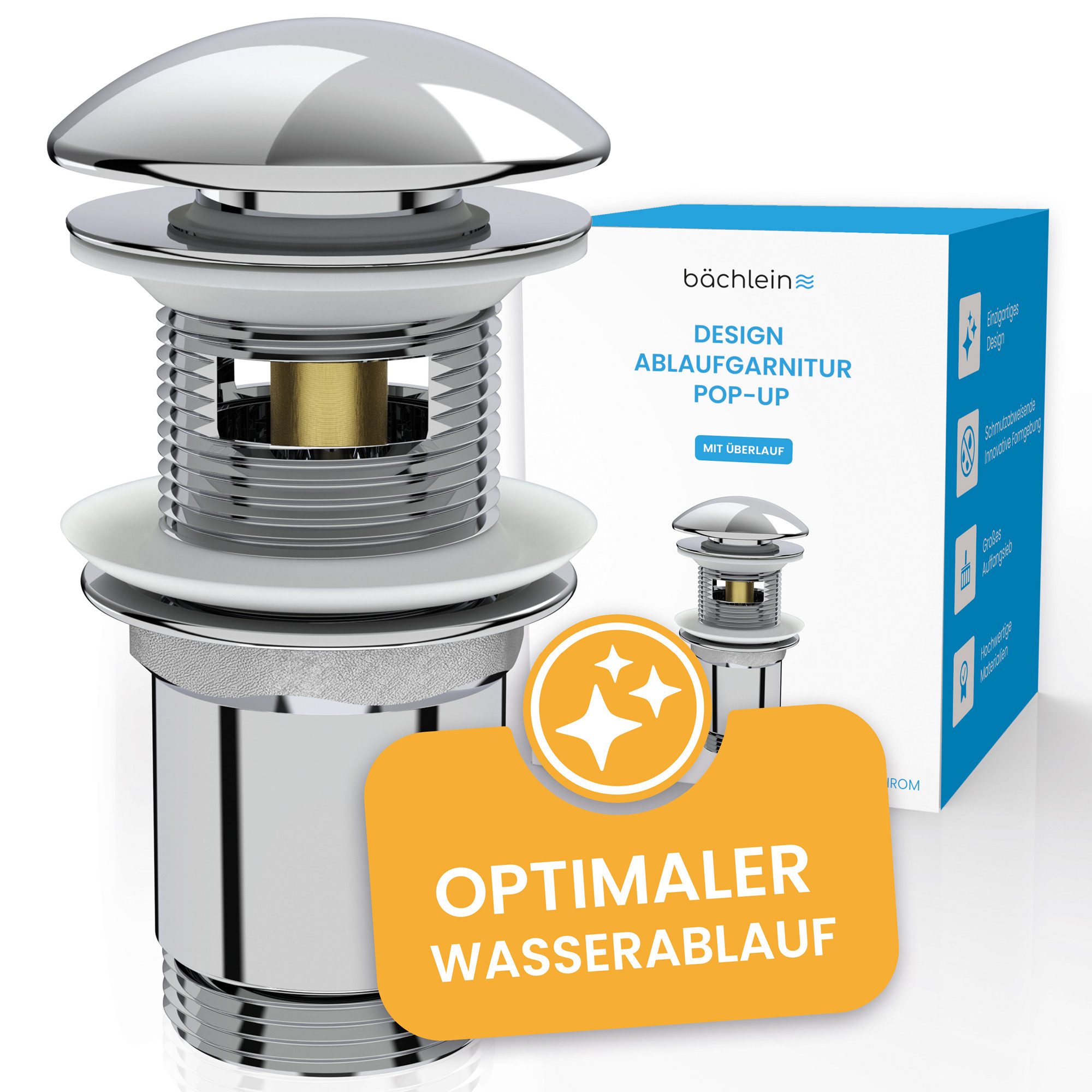 Bächlein Ablaufgarnitur Design Pop Up - mit optimiertem Wasserablauf Werkze günstig online kaufen
