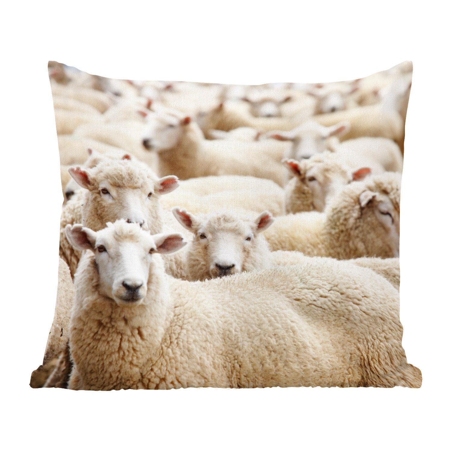 MuchoWow Dekokissen Schafe - Wolle - Weiß, Zierkissen mit Füllung für Wohzimmer, Schlafzimmer, Deko, Sofakissen