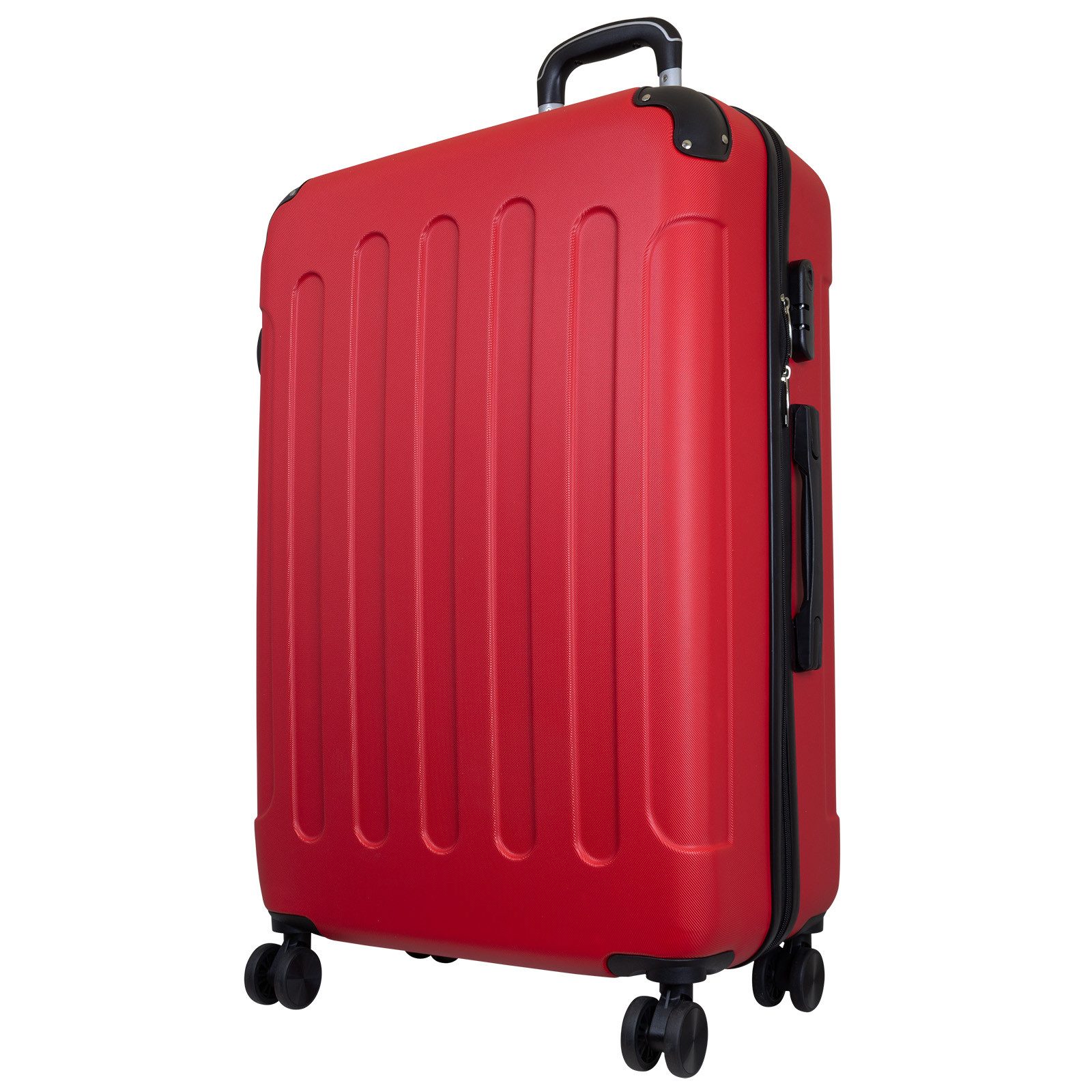 Trendyshop365 Hartschalen-Trolley Hartschalenkoffer mit Doppelrollen - Handgepäck Weekender Reisekoffer, robust, Doppelrollen, Zahlenschloss, 2 Tragegriffe, extra Kantenschutz