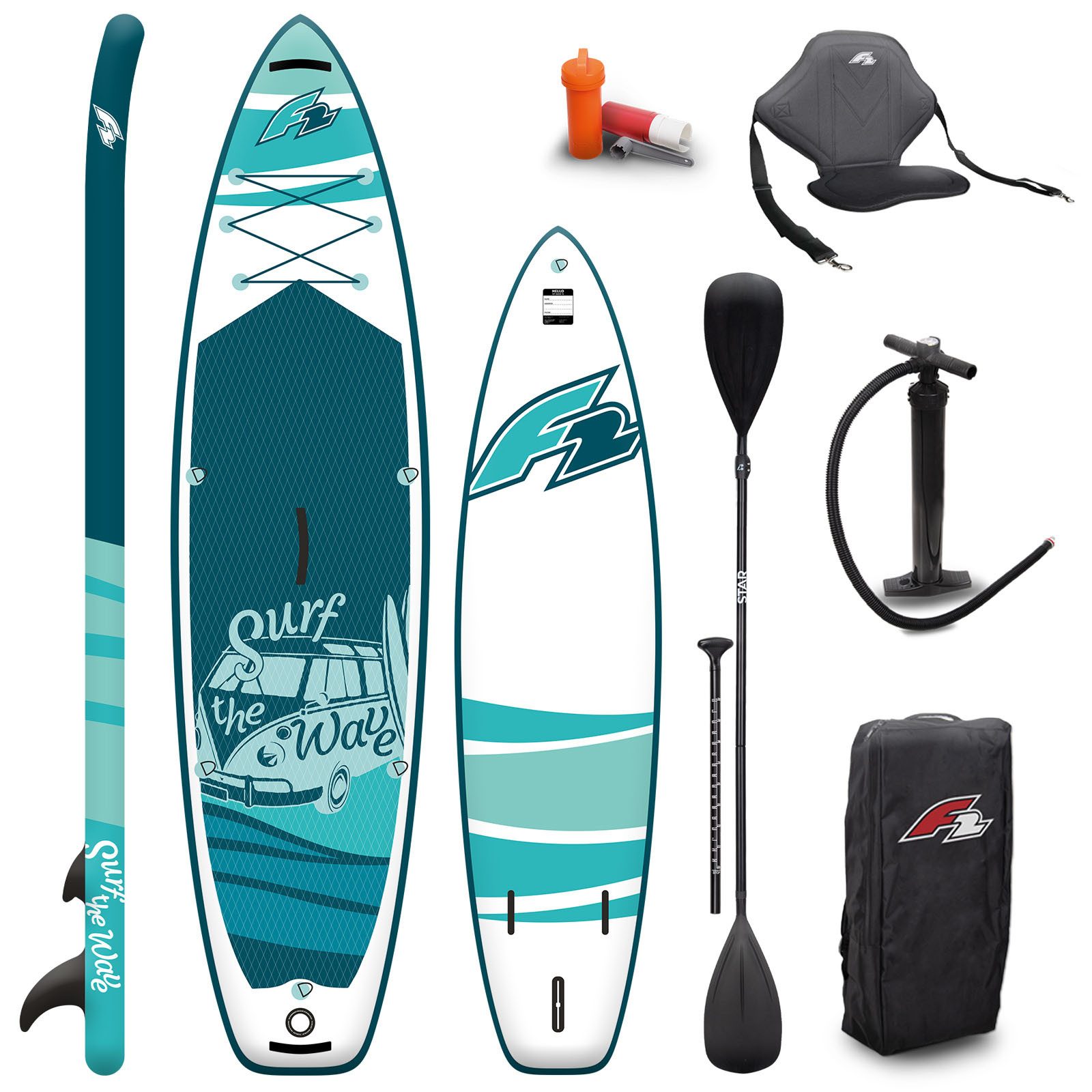 SUP-Board F2 SUP Stand Up Paddle Board Surf the Wave Größe wählbar Türkis