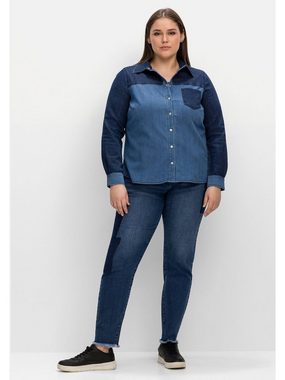 Sheego Jeansbluse Große Größen im Colourblocking, leicht tailliert