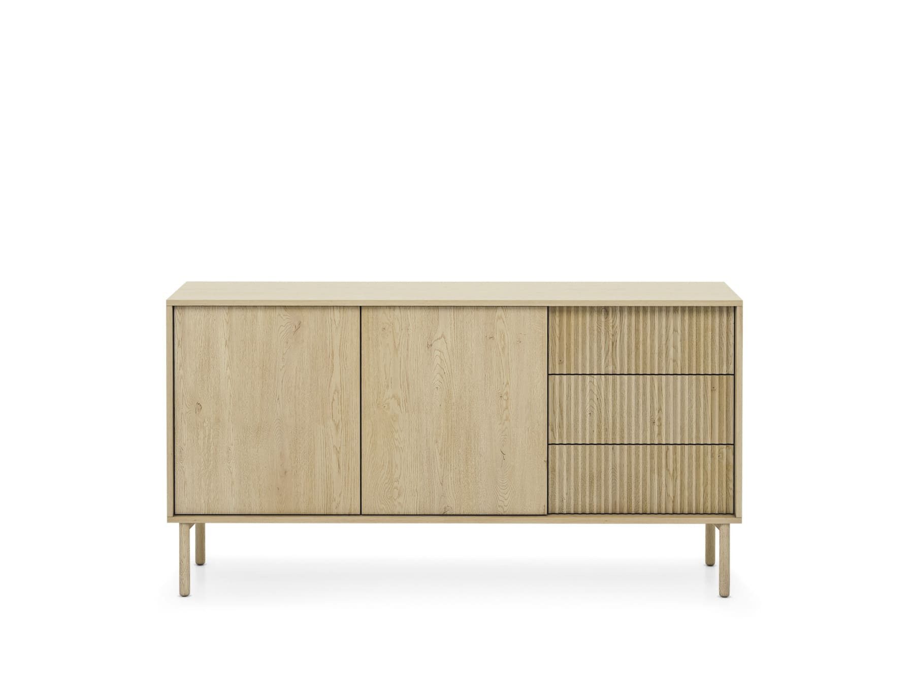 MOEBLO Kommode TAMI 153 2D3S (Eiche Cremona, gerillte MDF-Fronten, Push-to-Open-Schubladen, strukturierte Oberfläche, moderne Linien, elegante Details, Japandi-Stil, Sideboard Wohnzimmer Kommode Schlafzimmer Komodenschrank), (BxHxT): 153,5 × 79,8 × 39,5 cm