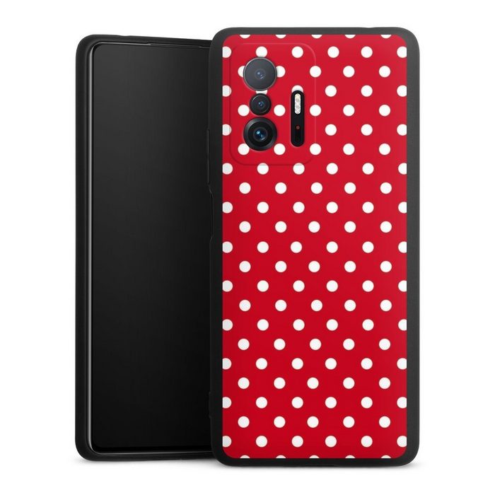 DeinDesign Handyhülle Punkte Retro Polka Dots Polka Dots - dunkelrot und weiß Xiaomi 11T Pro 5G Silikon Hülle Premium Case Handy Schutzhülle