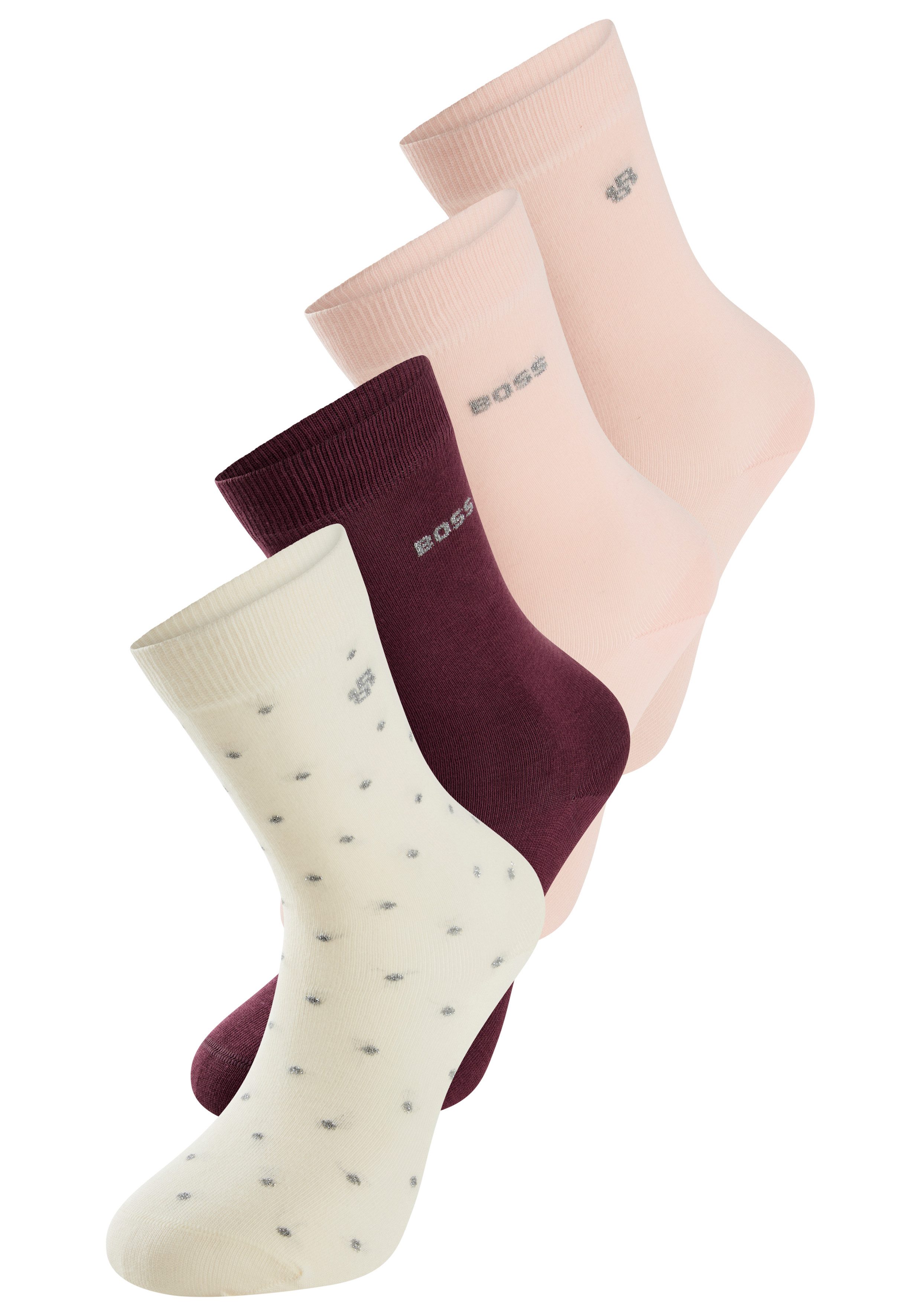 BOSS Socken 4P RS GiftShine (4-Paar) verstärkte Fersen- und Zehennaht, Ripp günstig online kaufen