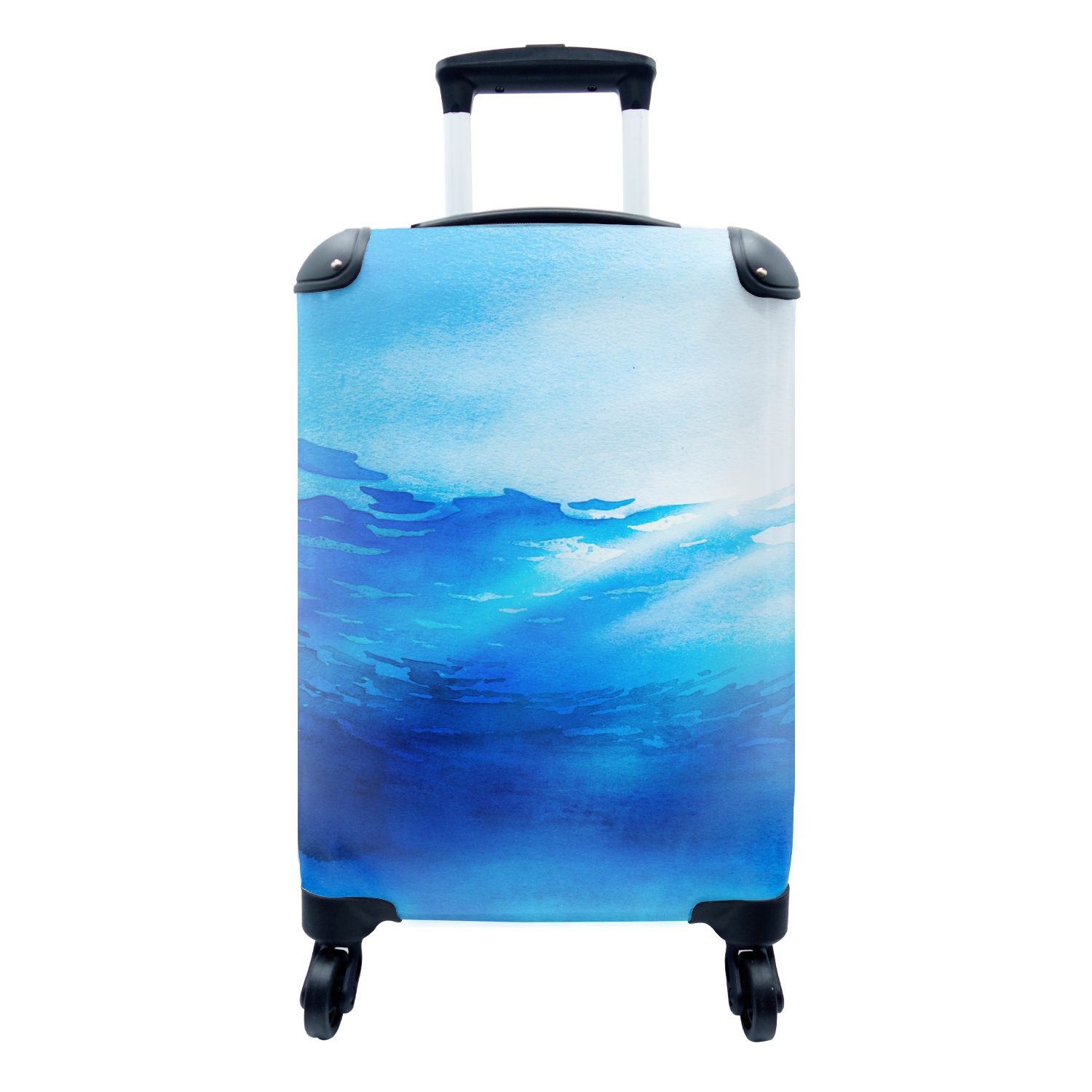 MuchoWow Handgepäckkoffer Meer - Sonne - Wasser, 4 Rollen, Reisetasche mit rollen, Handgepäck für Ferien, Trolley, Reisekoffer