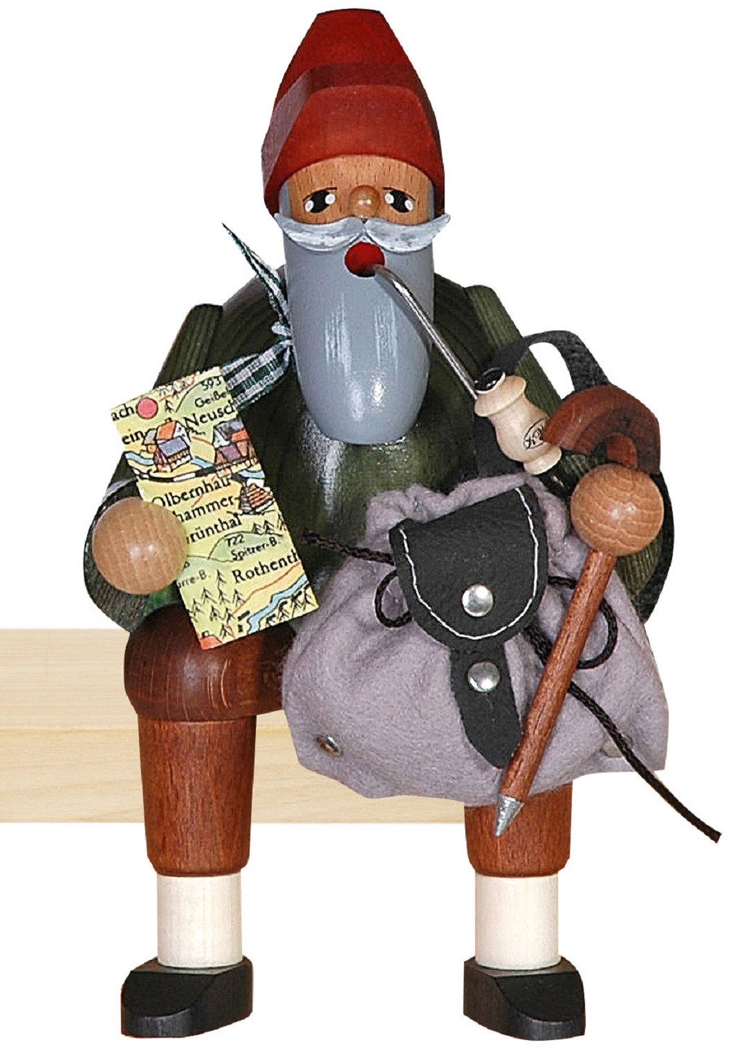 KWO Kunstgewerbe Werkstätten Räuchermännchen KWO Räuchermann Kantenhocker Wandersmann, (1 St), Handarbeit aus dem Erzgebirge